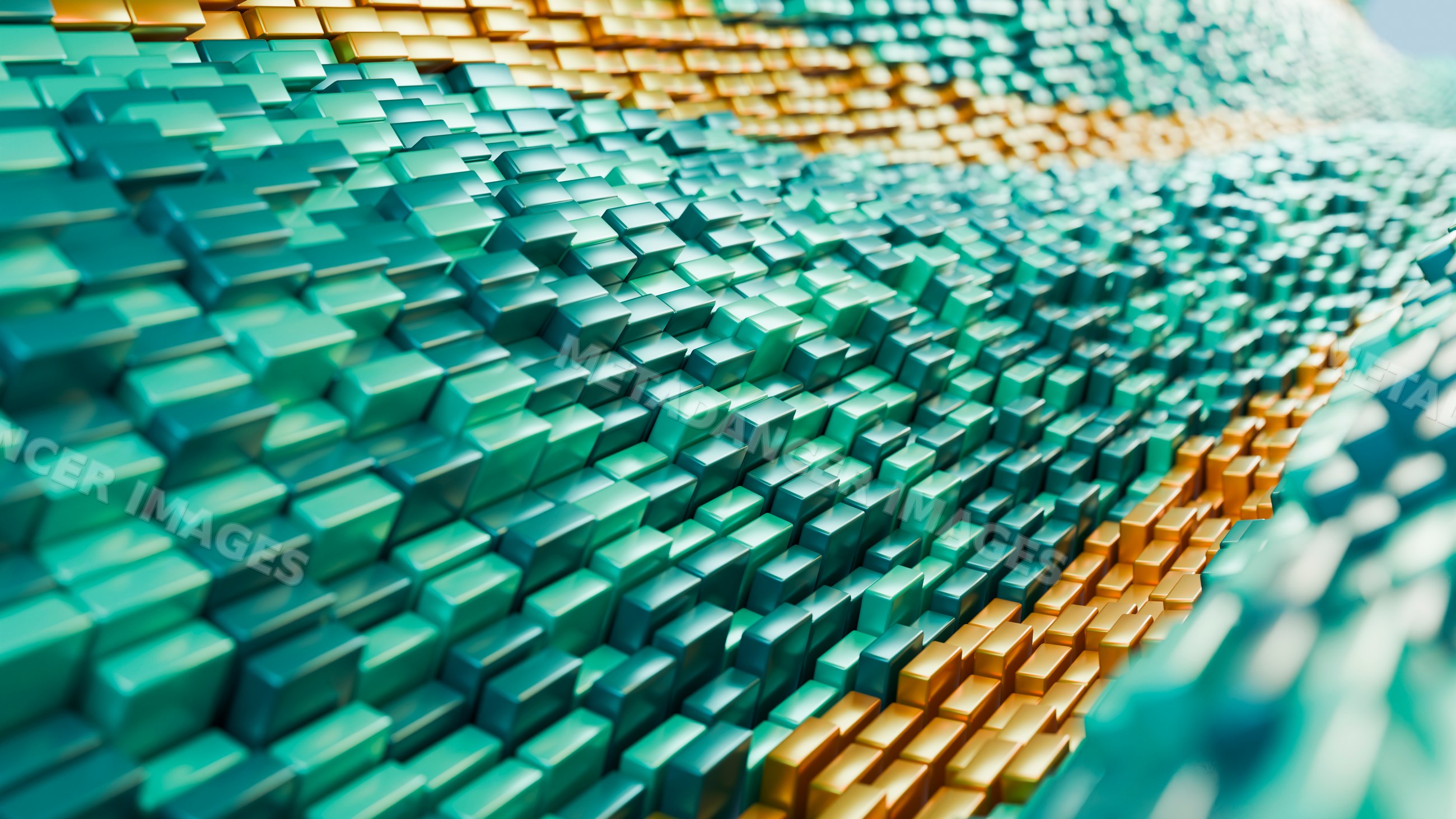 Colorful 3d blocks forming a wave pattern