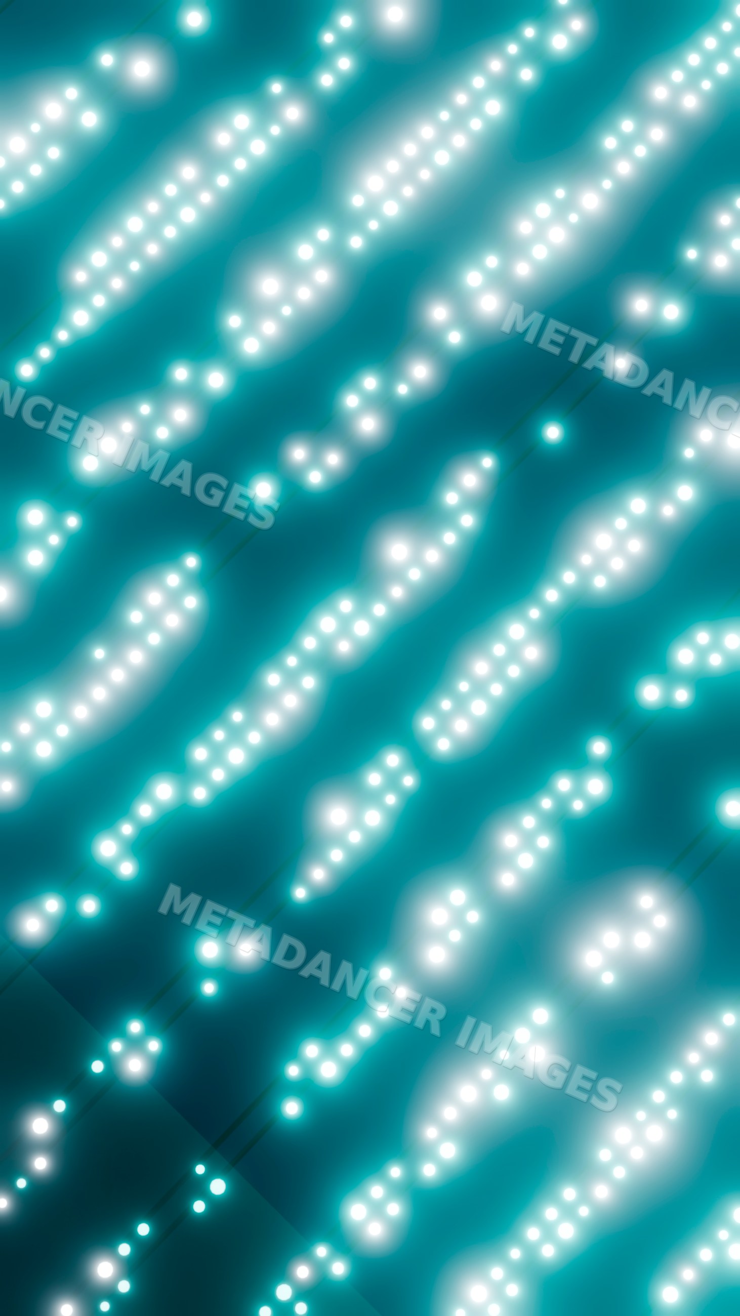 Abstract digital art of glowing light dot pattern on blue background