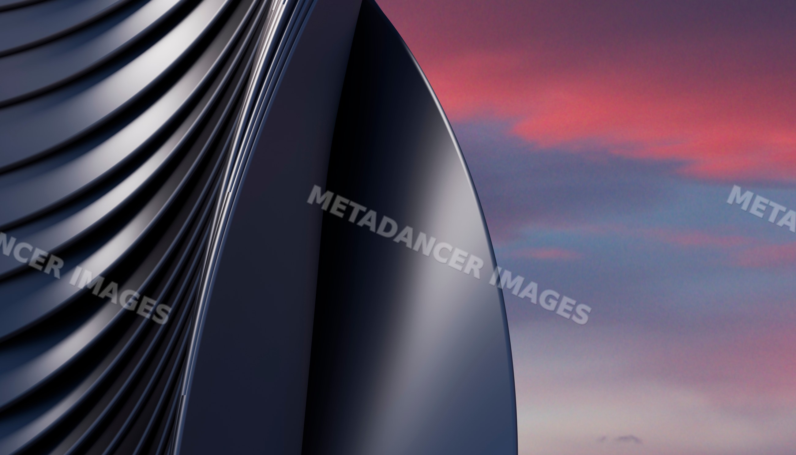 Curved modern metal sculpture with layered design
