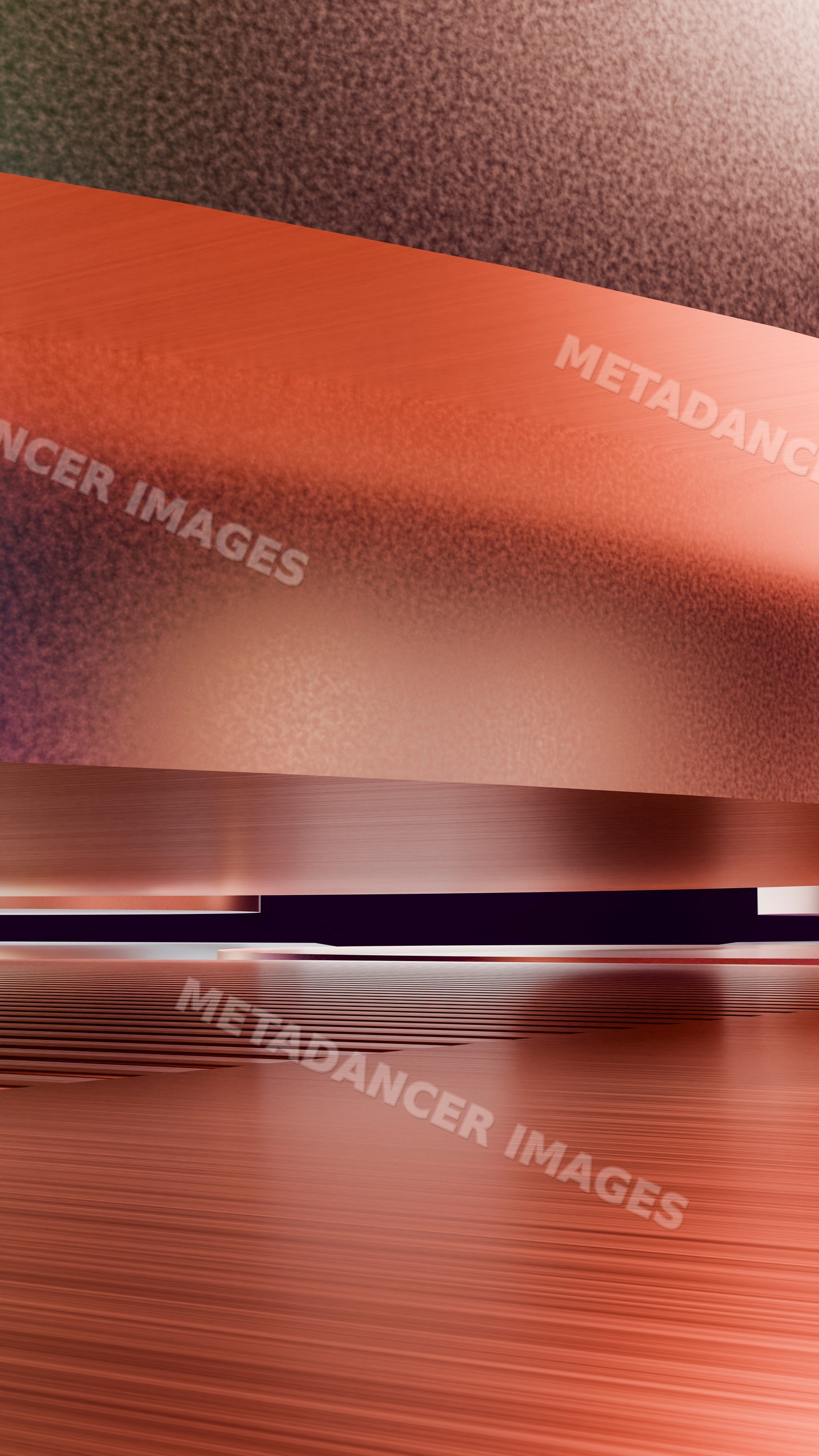 Abstract copper metallic surface with reflective horizontal lines
