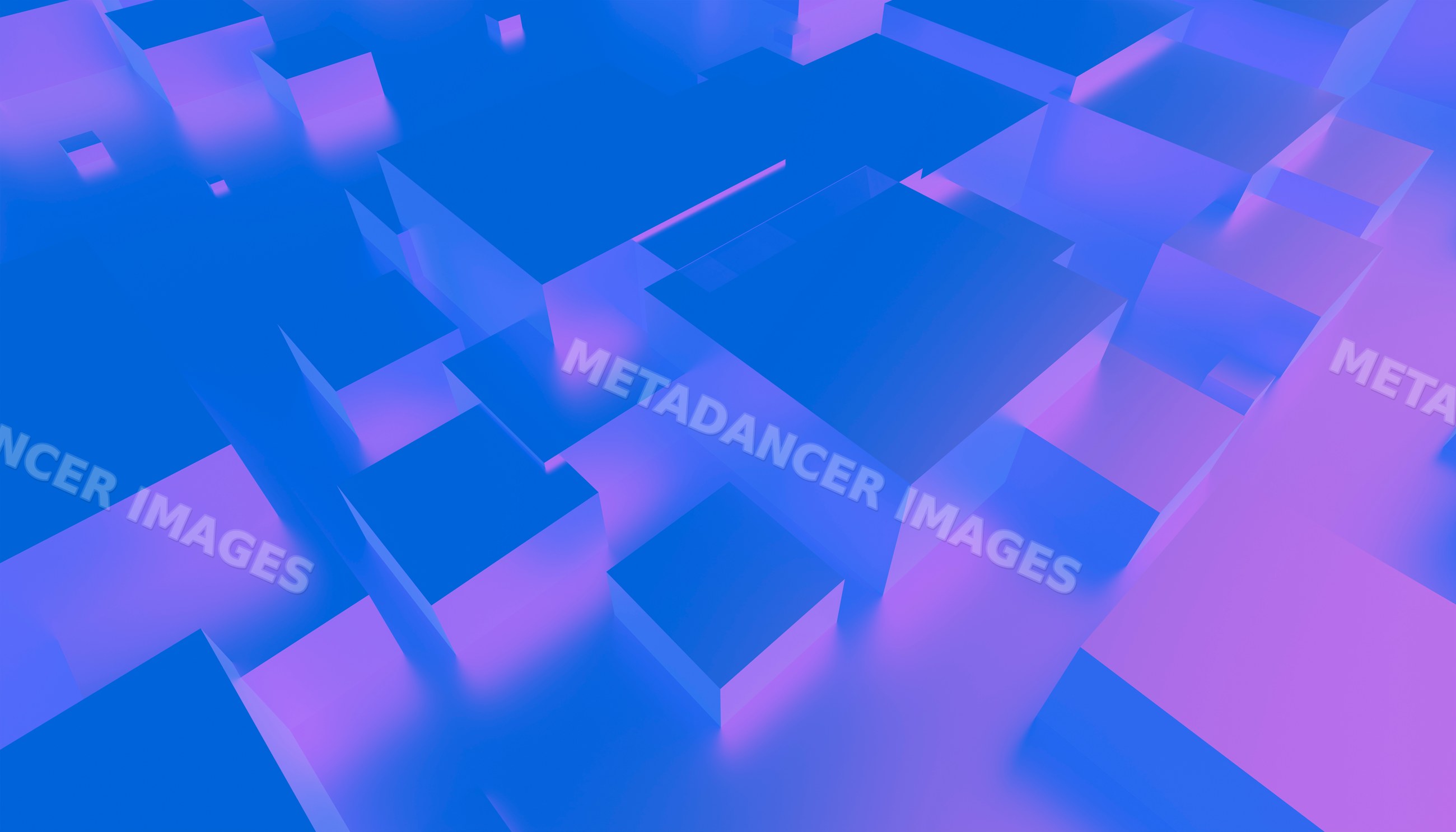Abstract 3d blue and purple geometric cube blocks with gradient