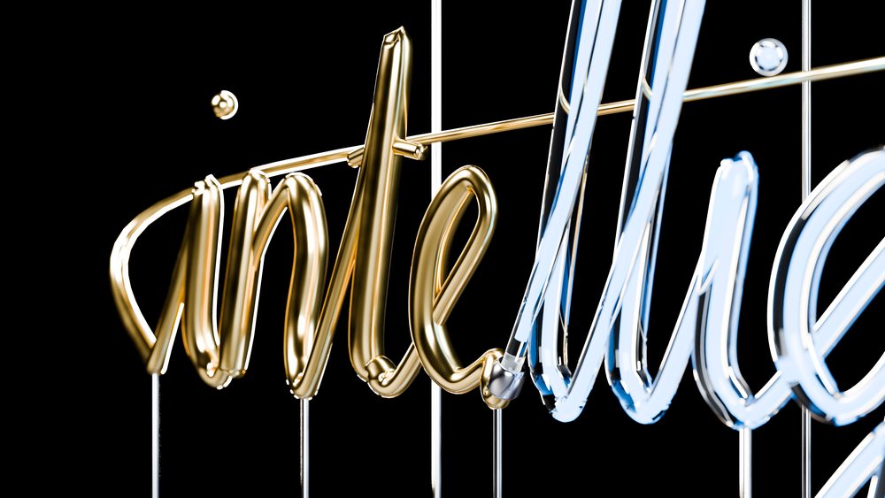 Close up of shiny gold-colored metal wire sculpture with silver metal