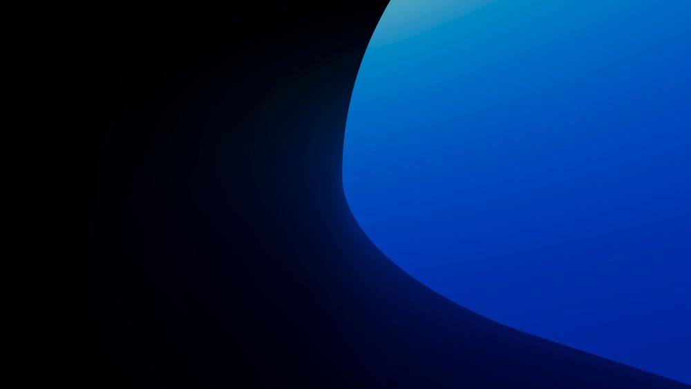 Blue curved abstract shape with smooth gradient in digital art