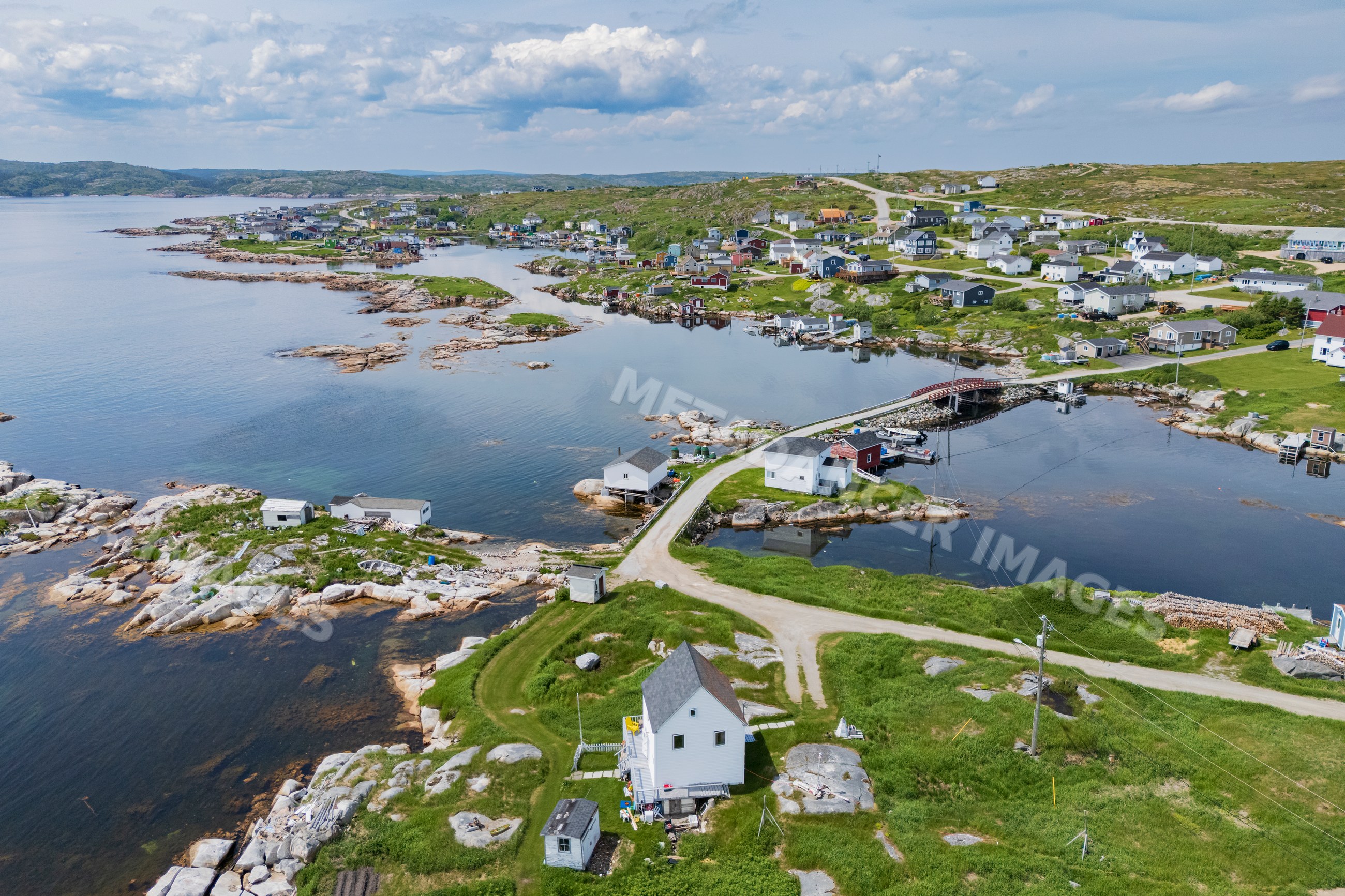 Aerial view of Greenspond coastal village