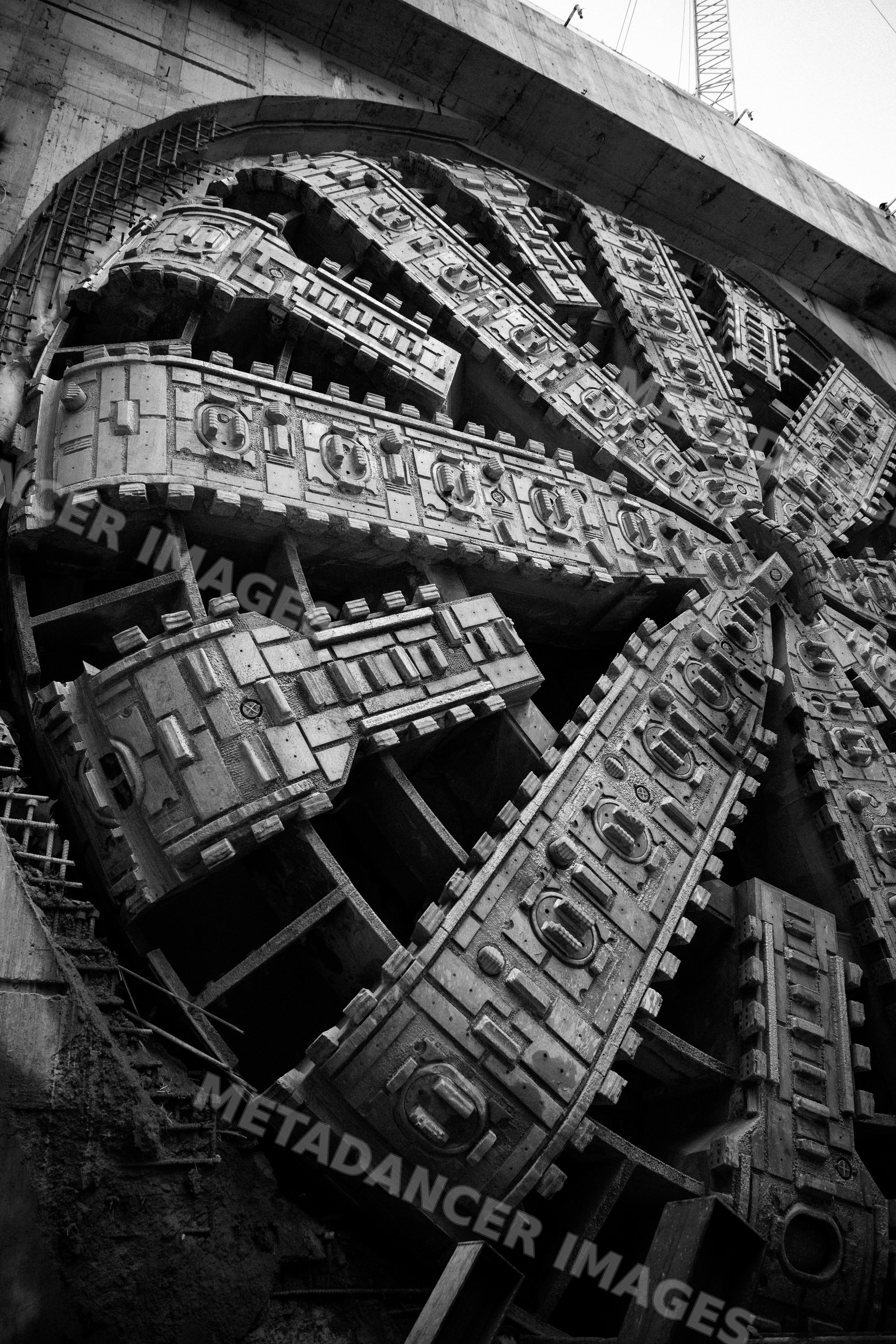 Tunnel boring machine drilling at a construction site