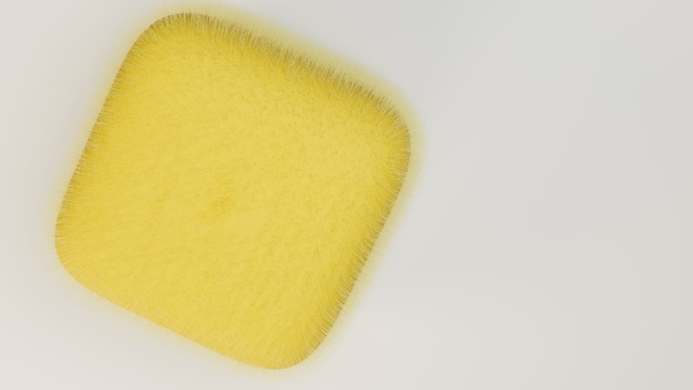 Yellow square with soft furry texture and rounded corners digital