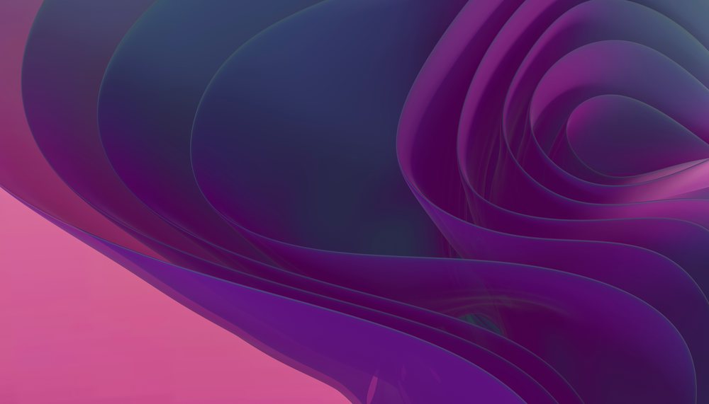 3d rendering of an abstract flowing shape with blue and purple curves