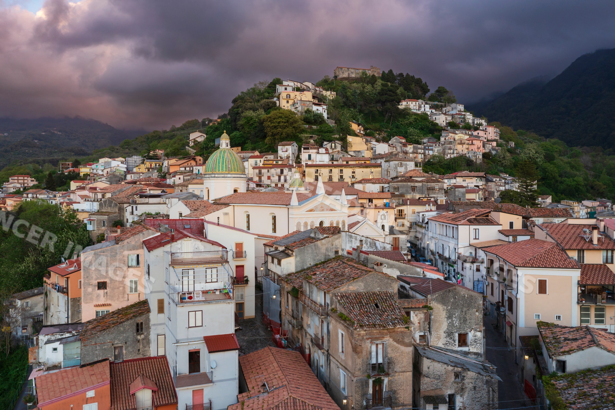 Aerial view of the hill town of Nocera Terinese
