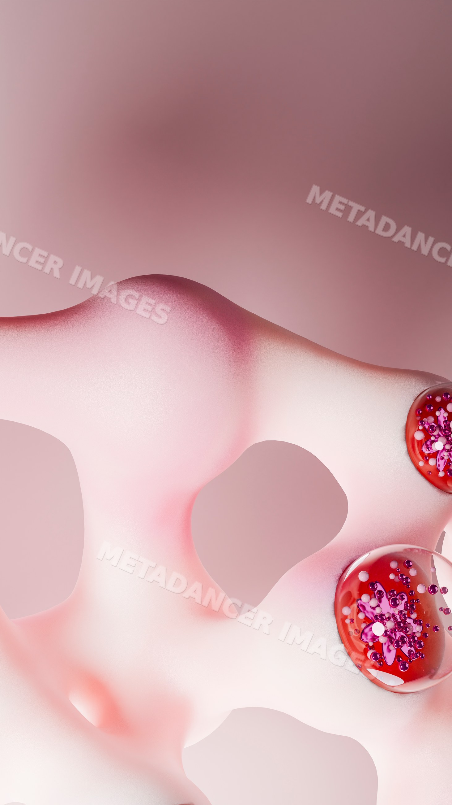 Digital illustration showing an abstract pink smooth shape adorned