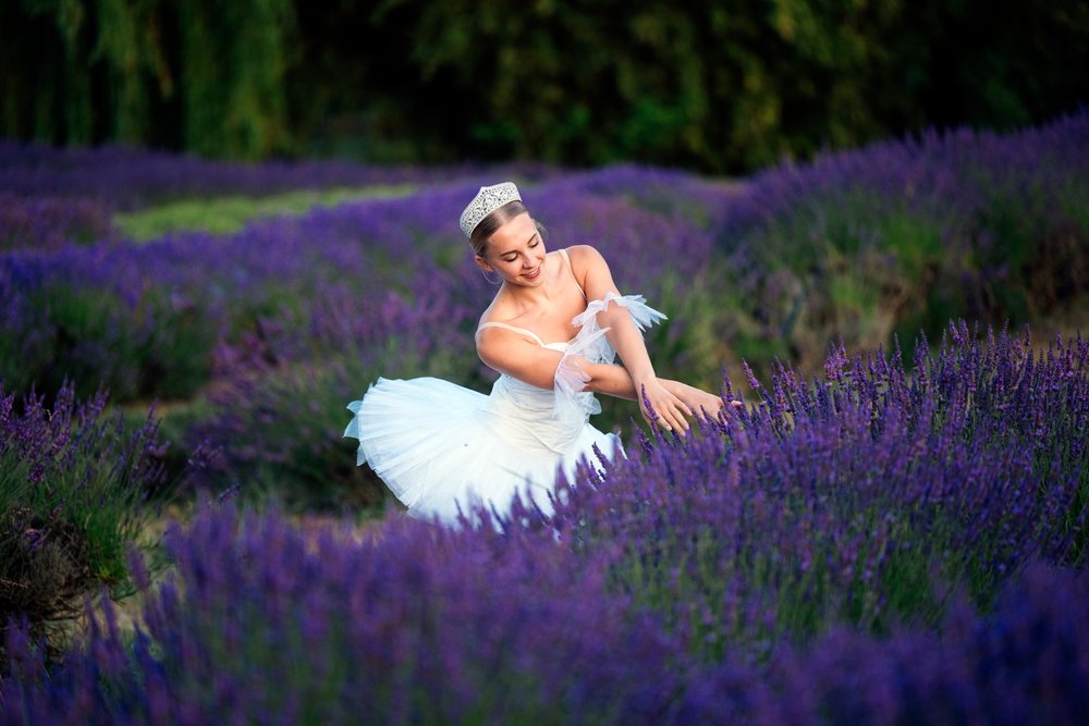 A ballet white dancer gracefully poses