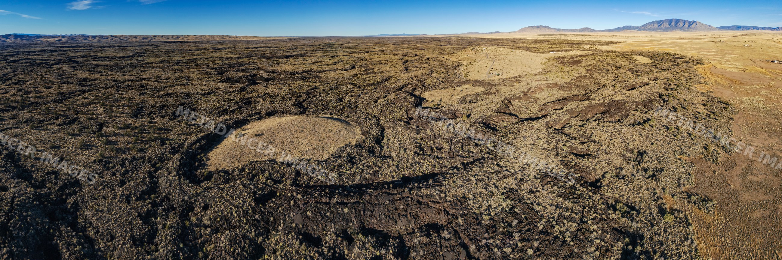 Aerial view of volcanic Lava Field at el malpais national monument