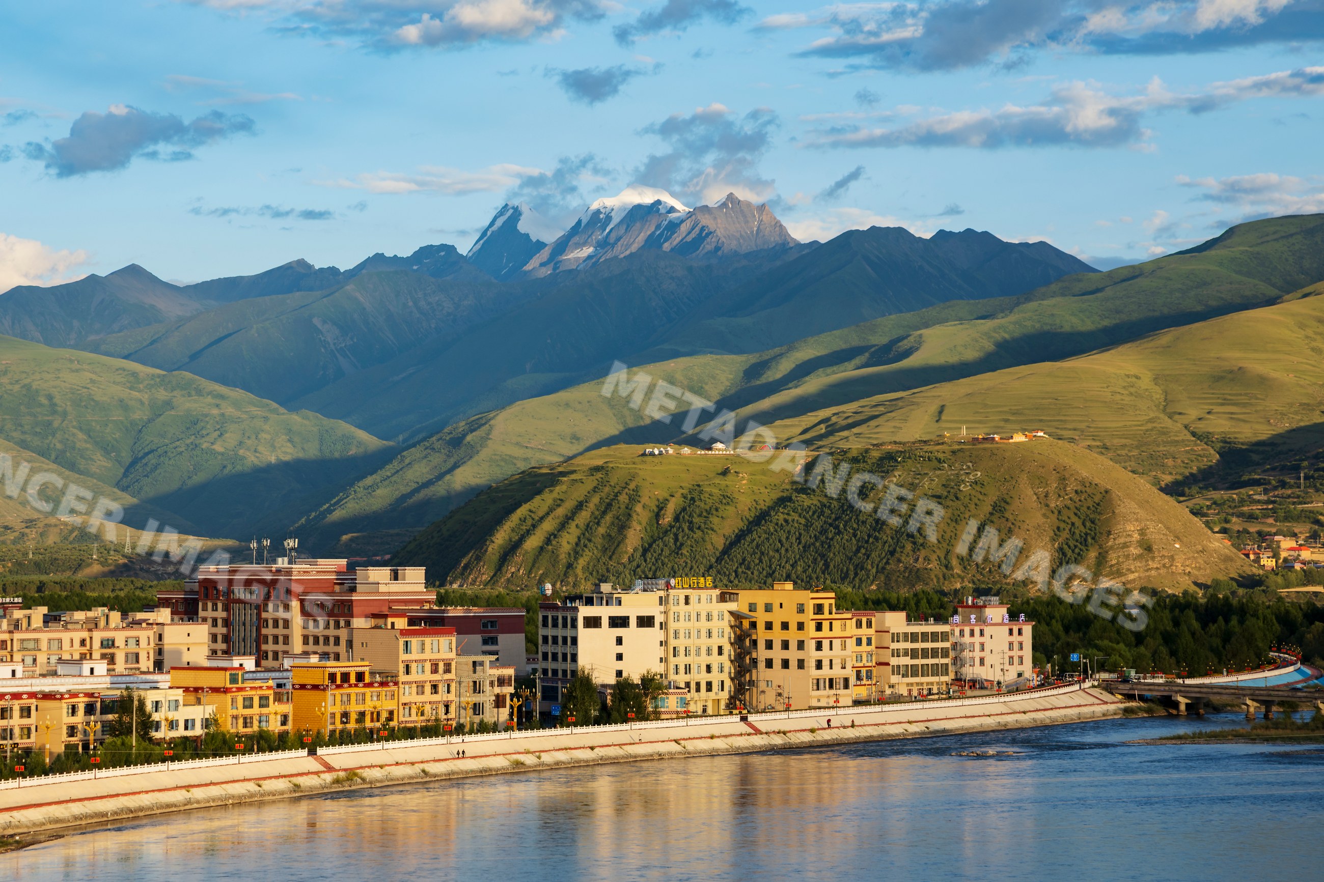 View of Ganze River and Kawaluori Mountain