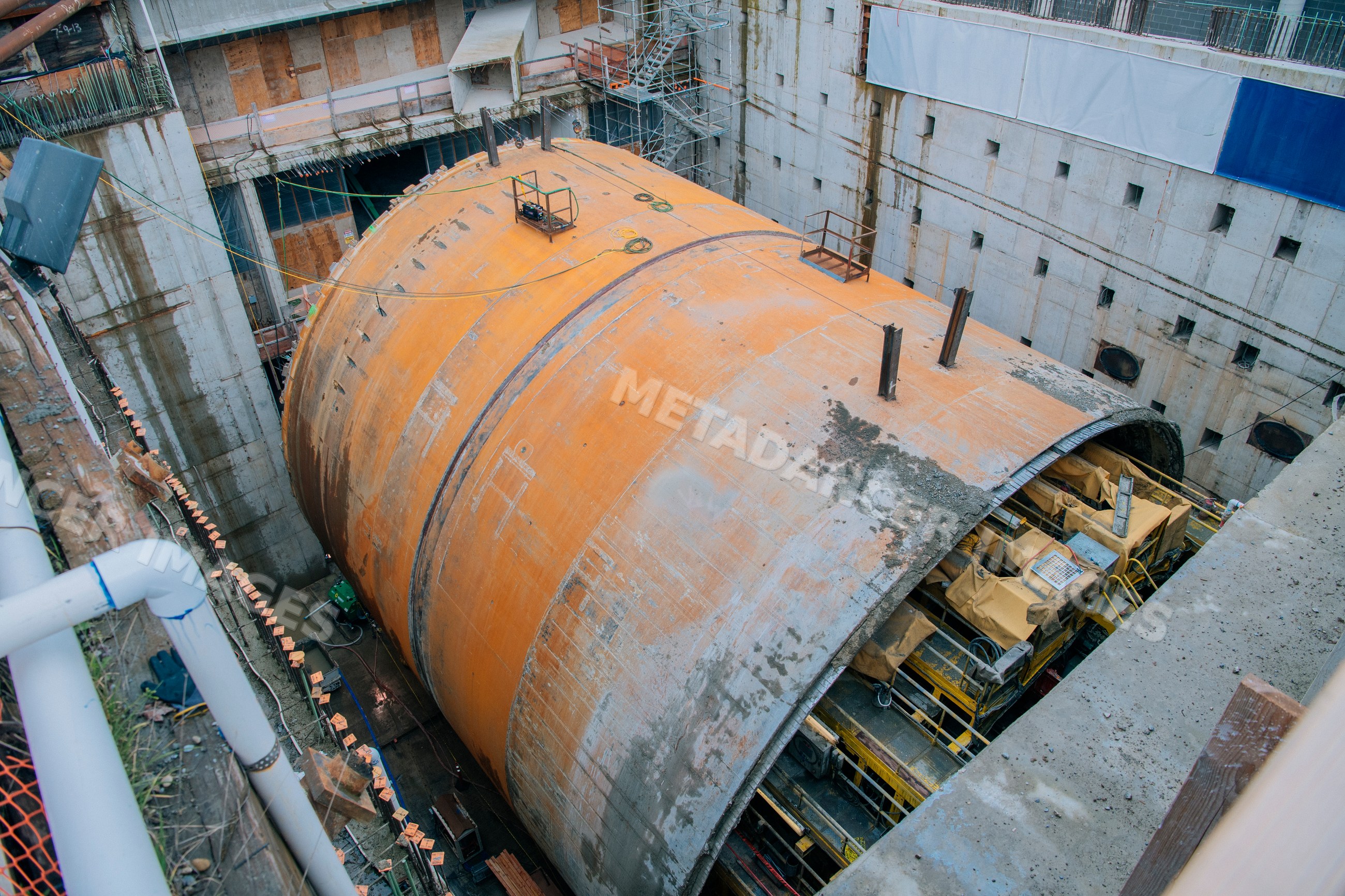 Tunnel boring machine at construction site