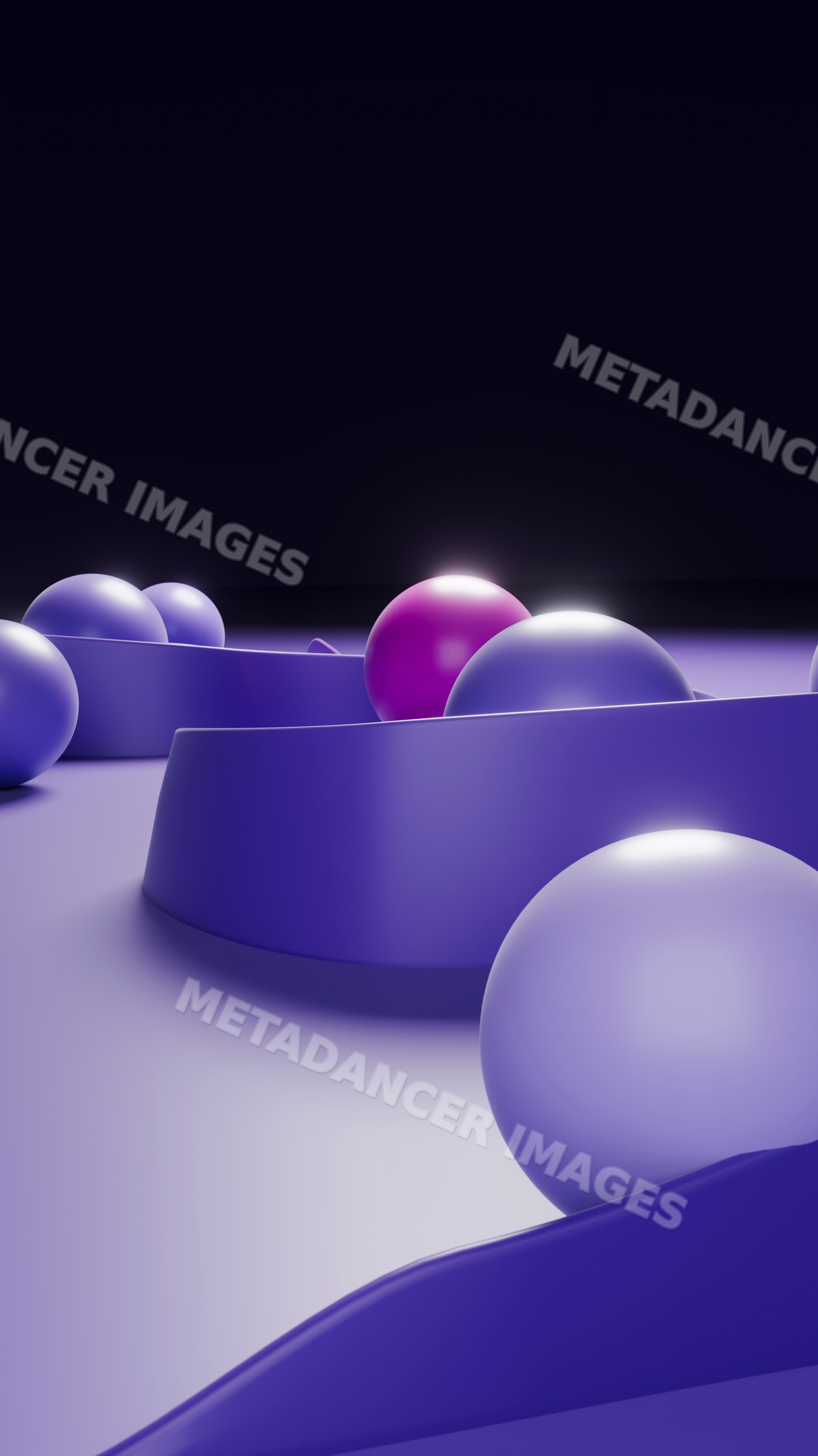 3d rendered abstract purple spheres with smooth shapes