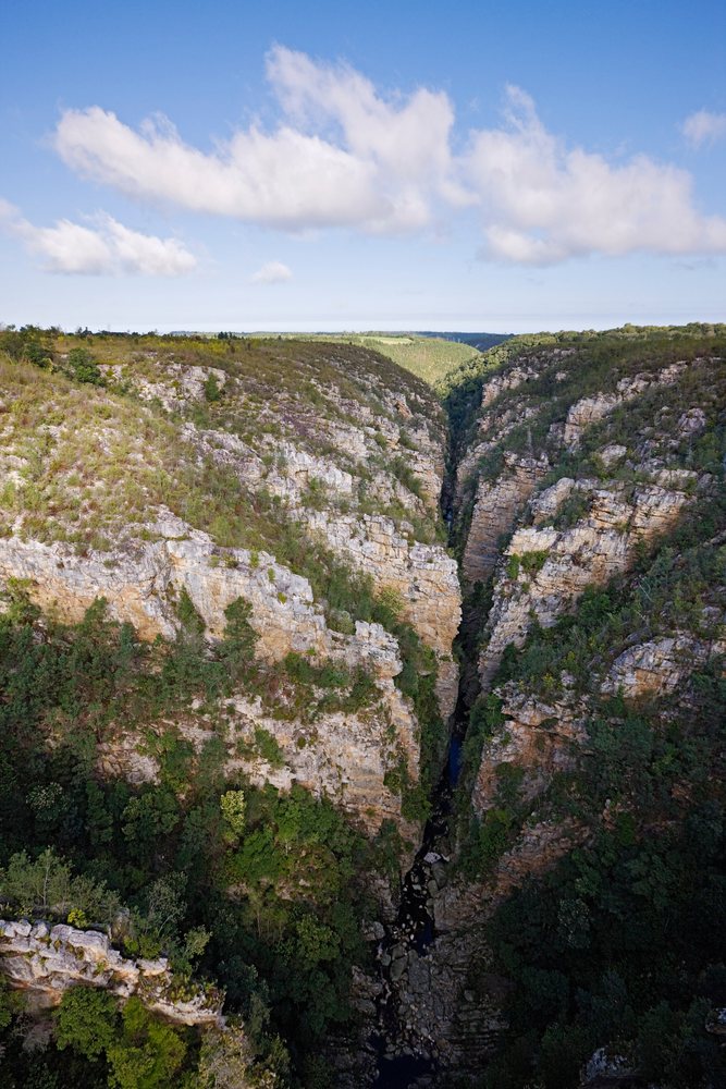 Storm's river flowing through steep rocky gorge south africa
