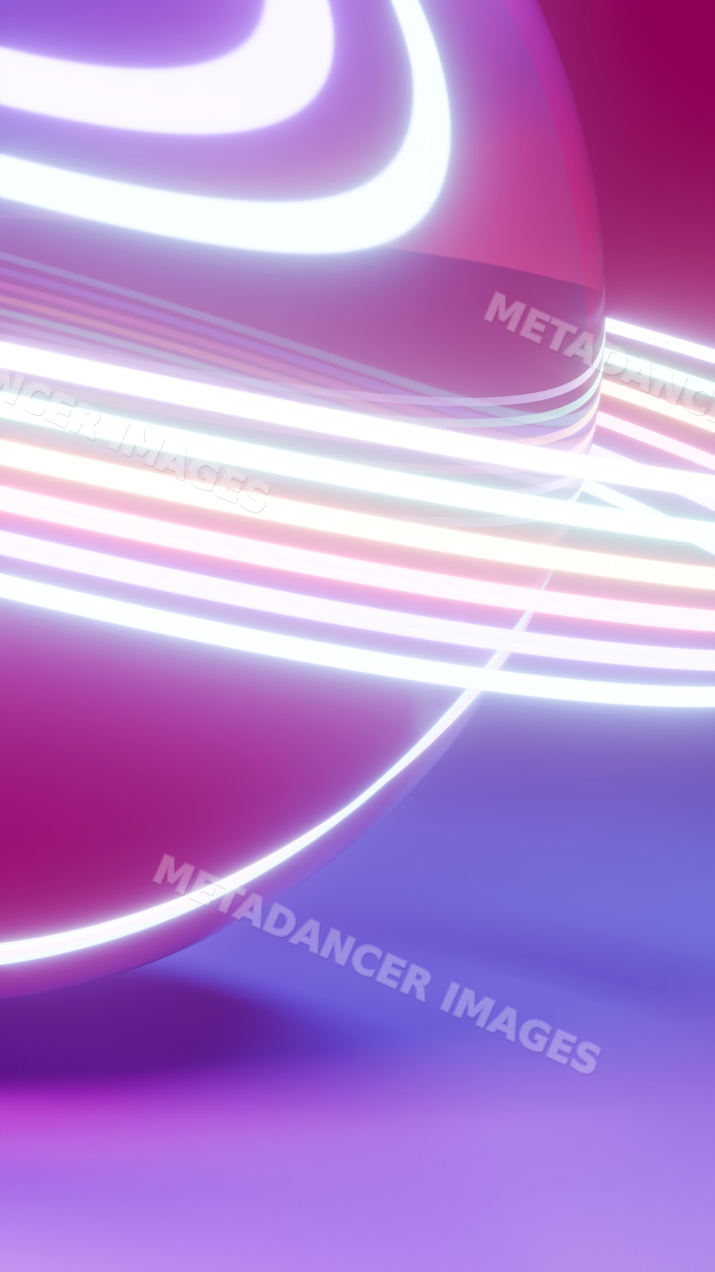 Glowing abstract 3d sphere with neon light ribbons