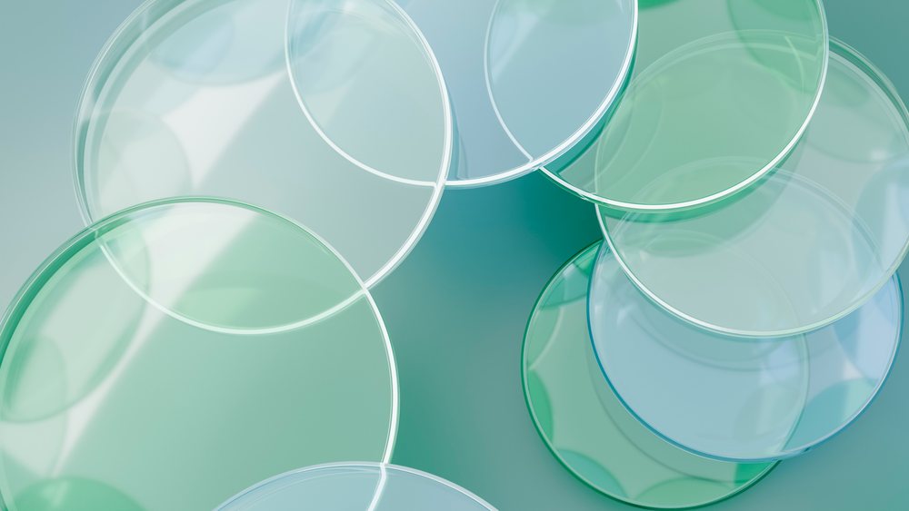 Overlapping transparent glass and colored plates digital illustration