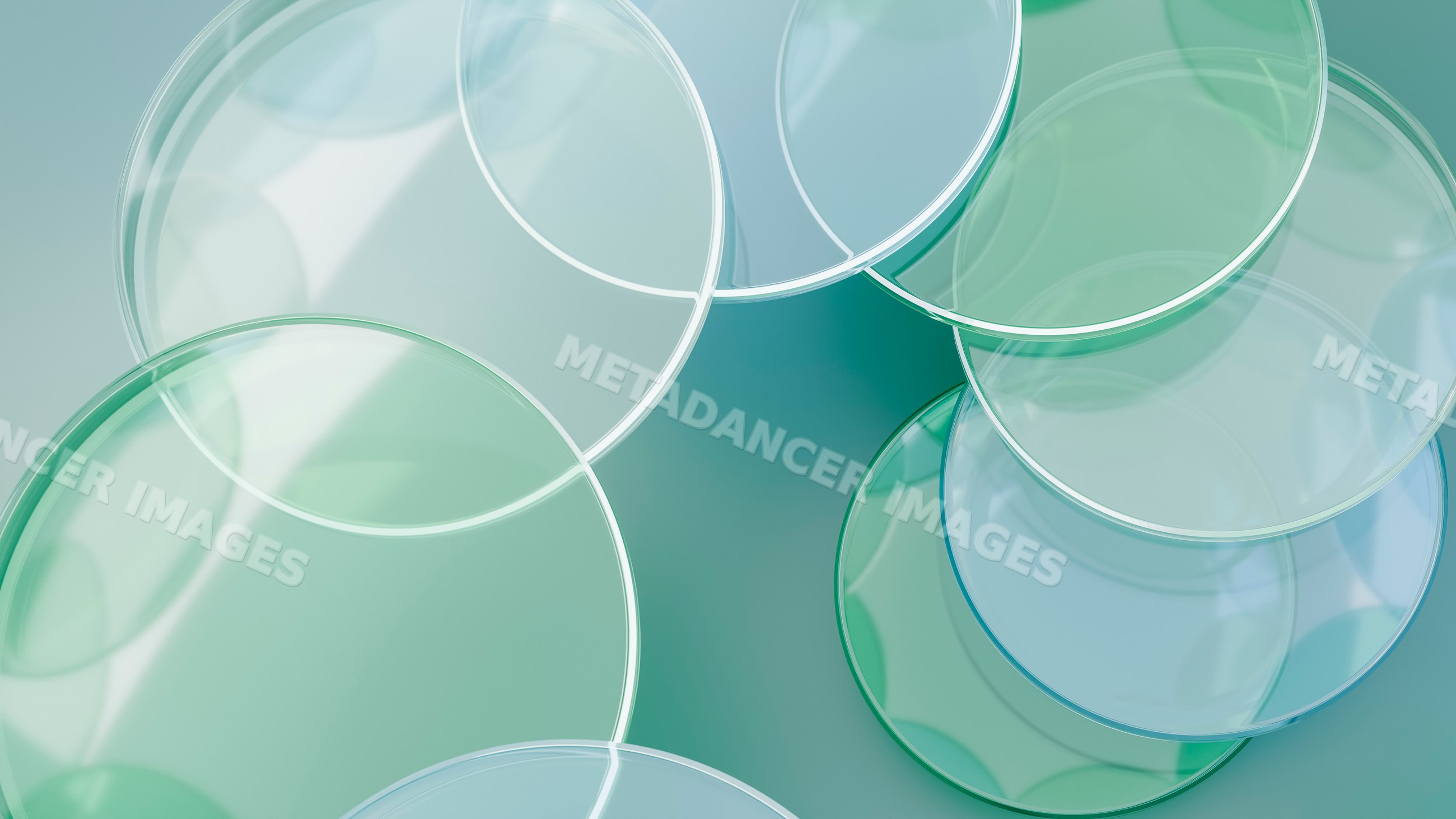 Overlapping transparent glass and colored plates digital illustration
