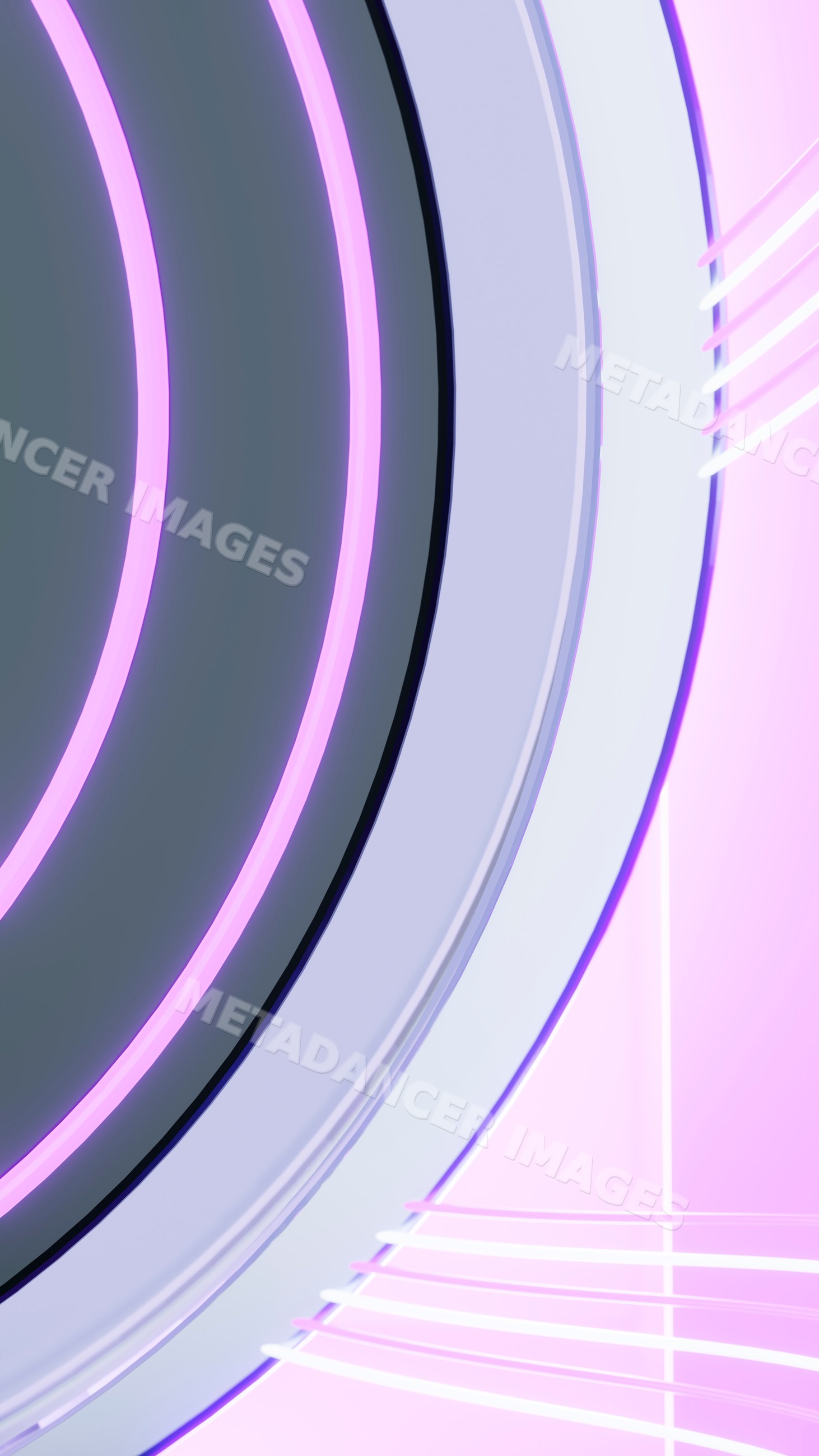 Abstract neon concentric circles digital illustration