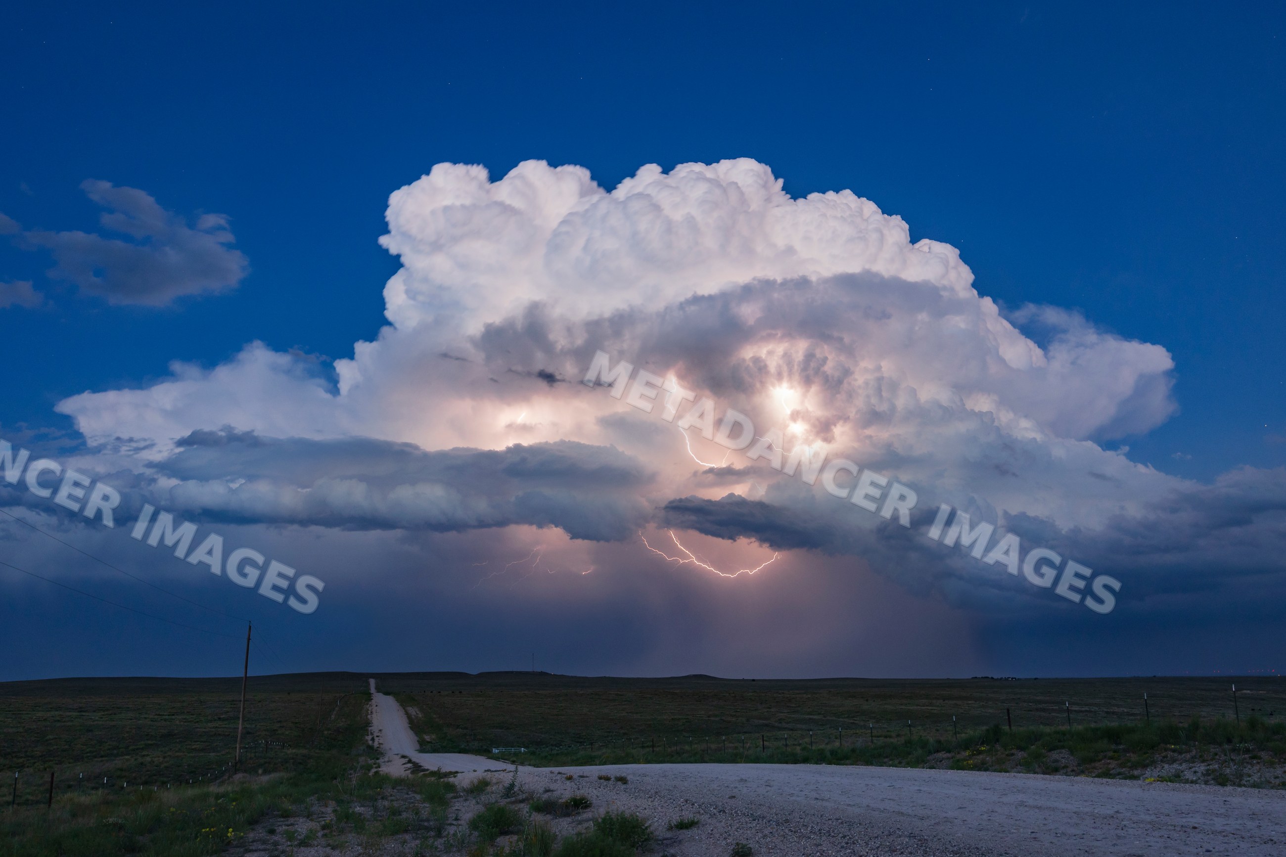Lightning on the backside of a Supercell thunderstorm over new mexico