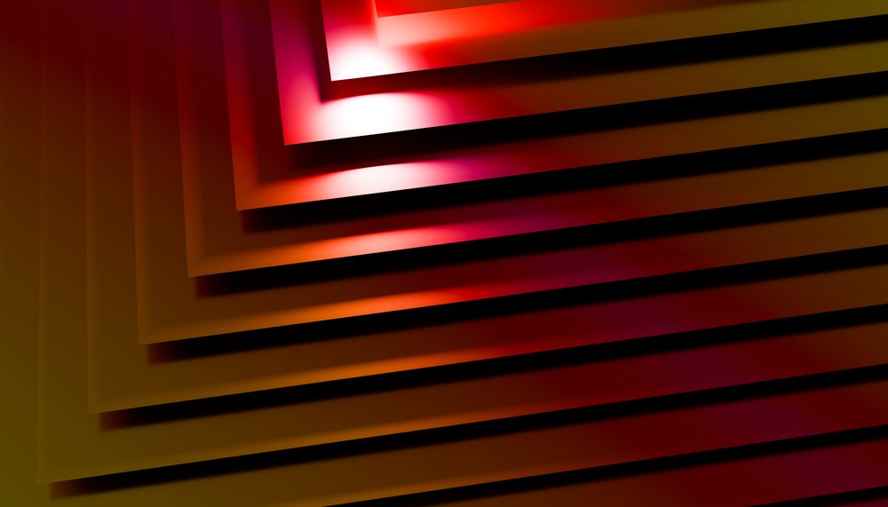 Abstract colorful layered paper art with geometric shapes and shadows