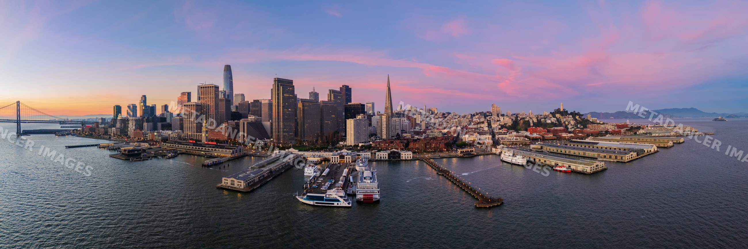 San Francisco skyline with pier 14 waterfront