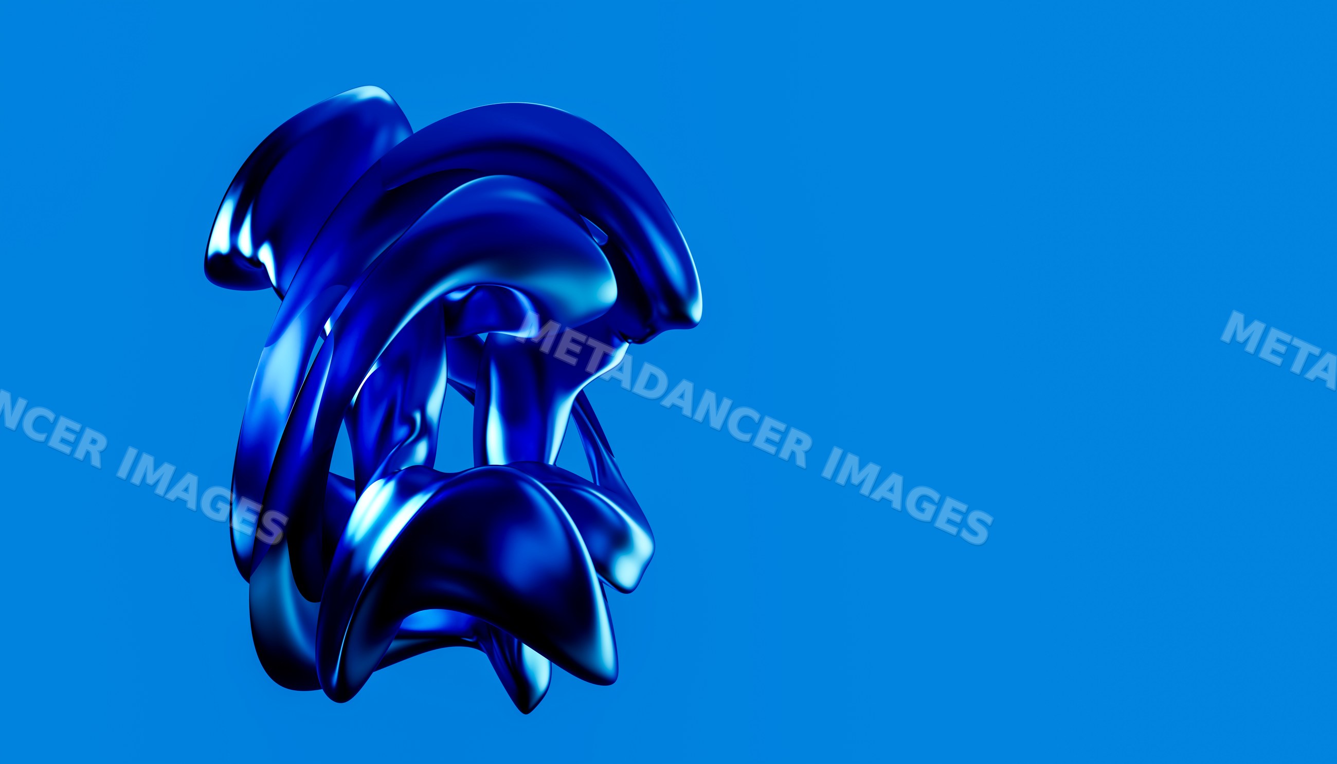 Blue abstract sculpture with smooth twisting organic shapes