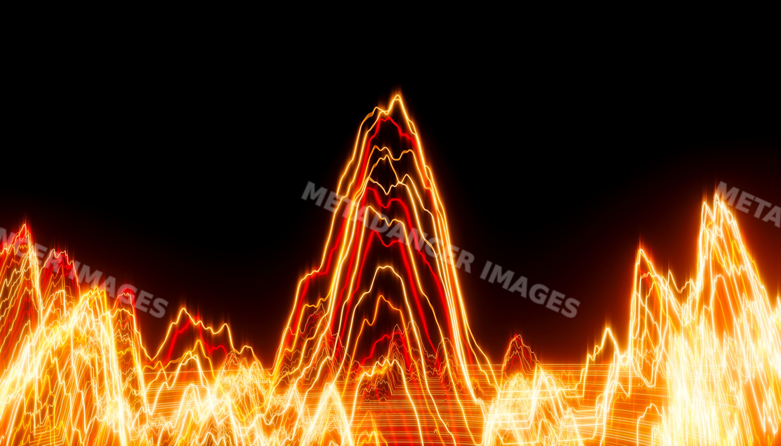 Light waves with glowing orange and red energy peaks on dark