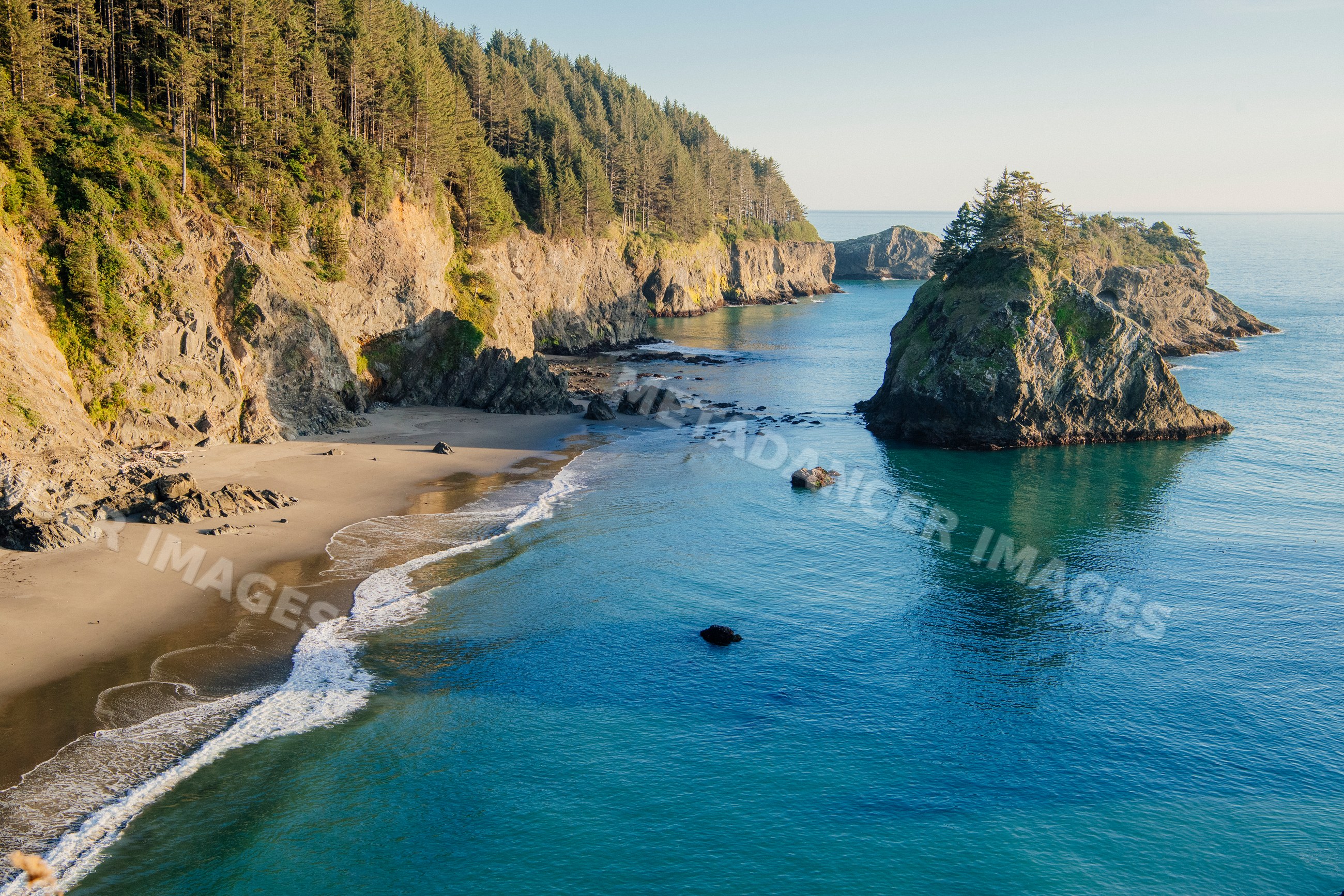 Rocky coast with beach and ocean Oregon
