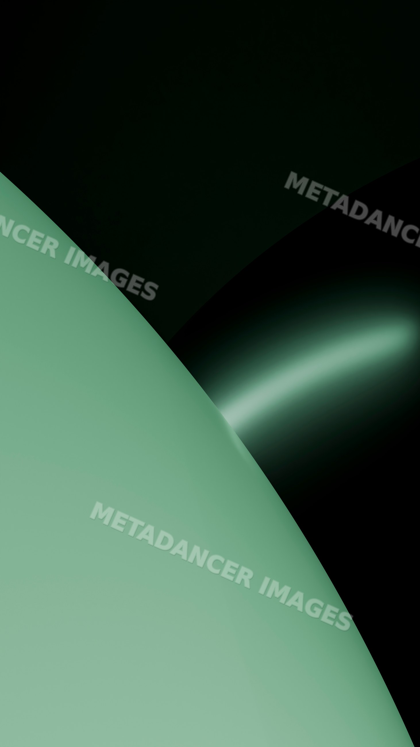 Abstract digital illustration of smooth curved green and black shapes