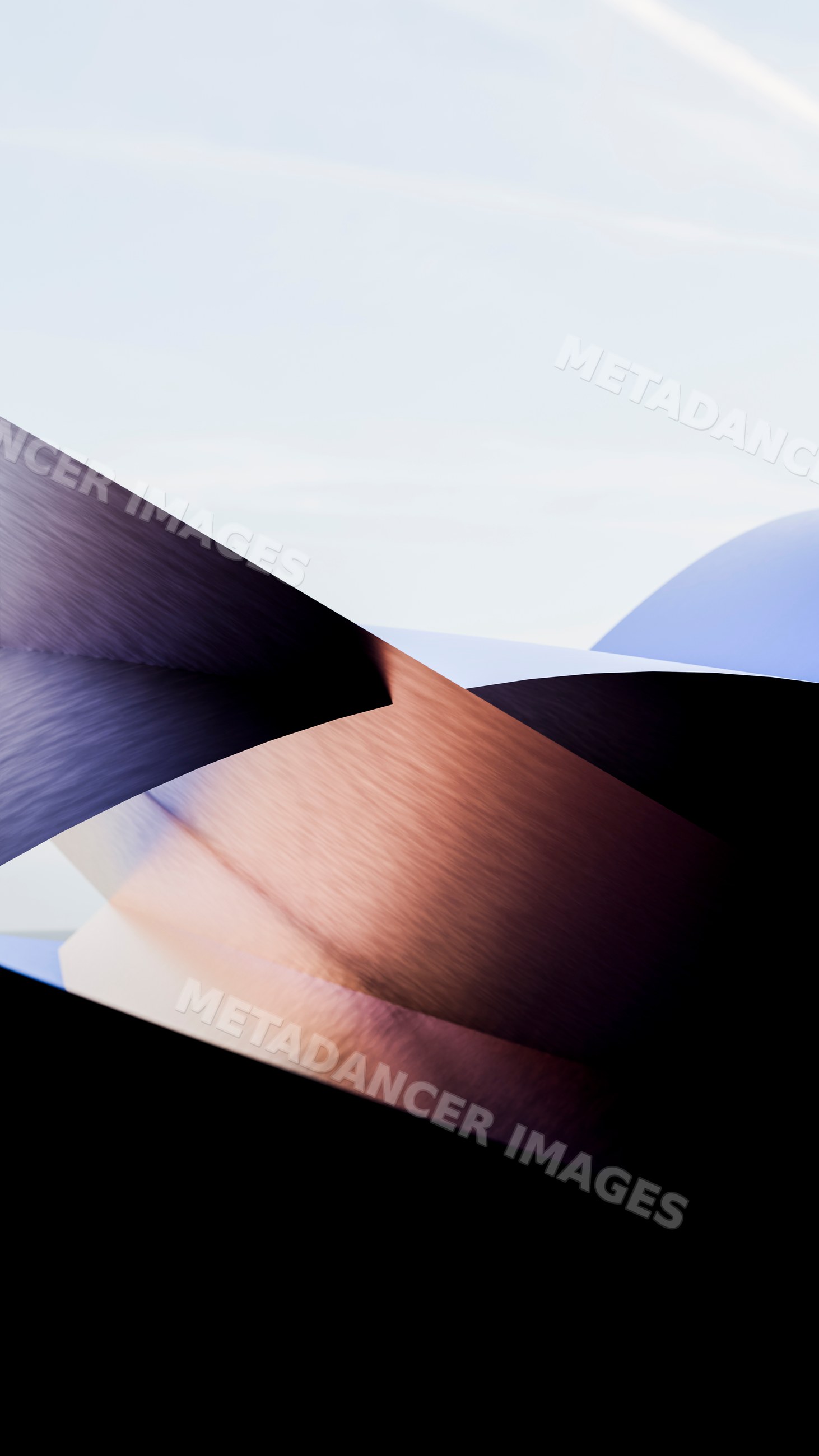 Abstract composition with smooth curved geometric shapes and soft