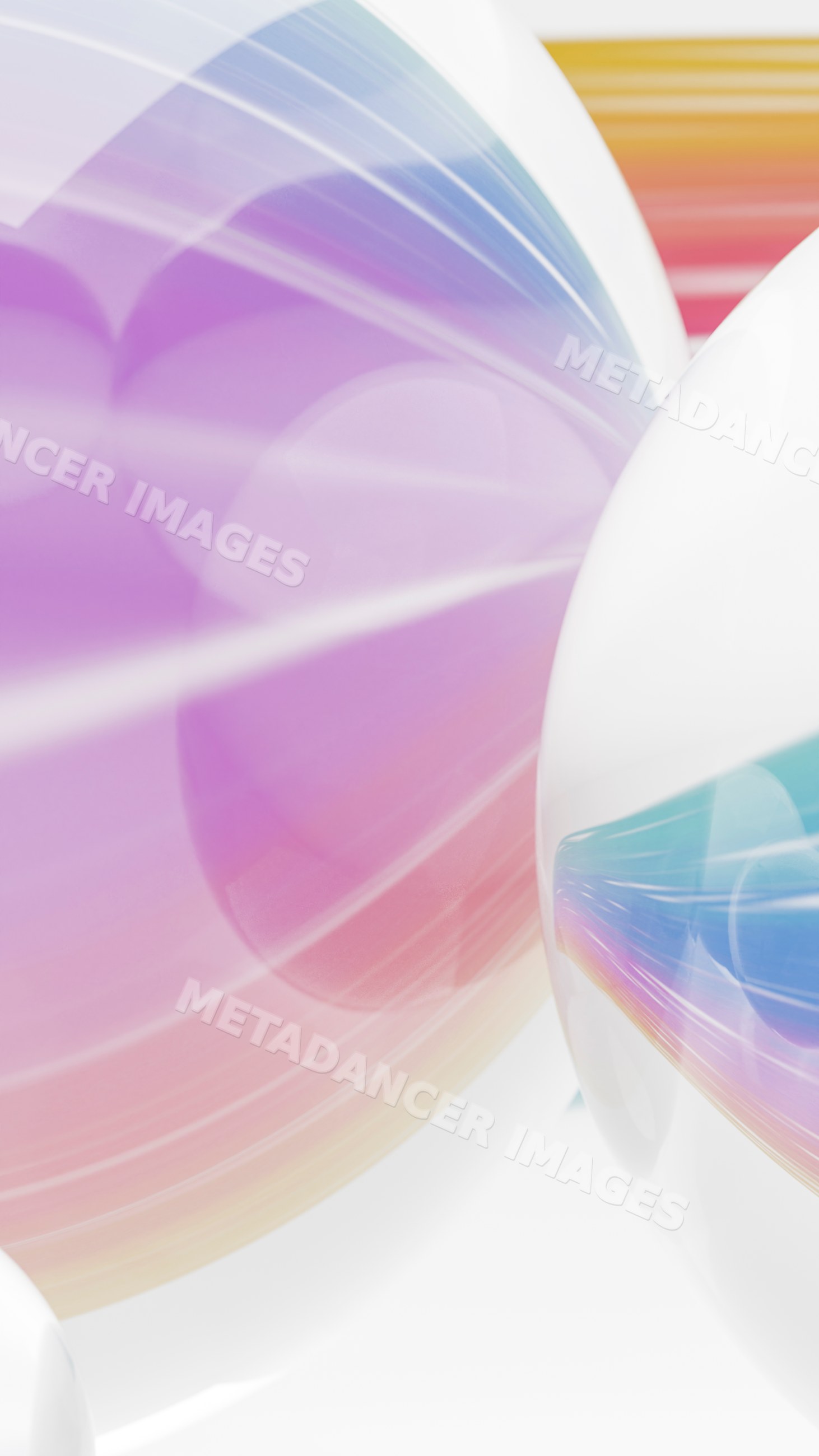 Colorful abstract spheres with light reflections and smooth gradients