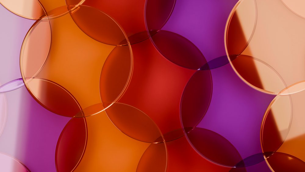 Overlapping transparent orange, red