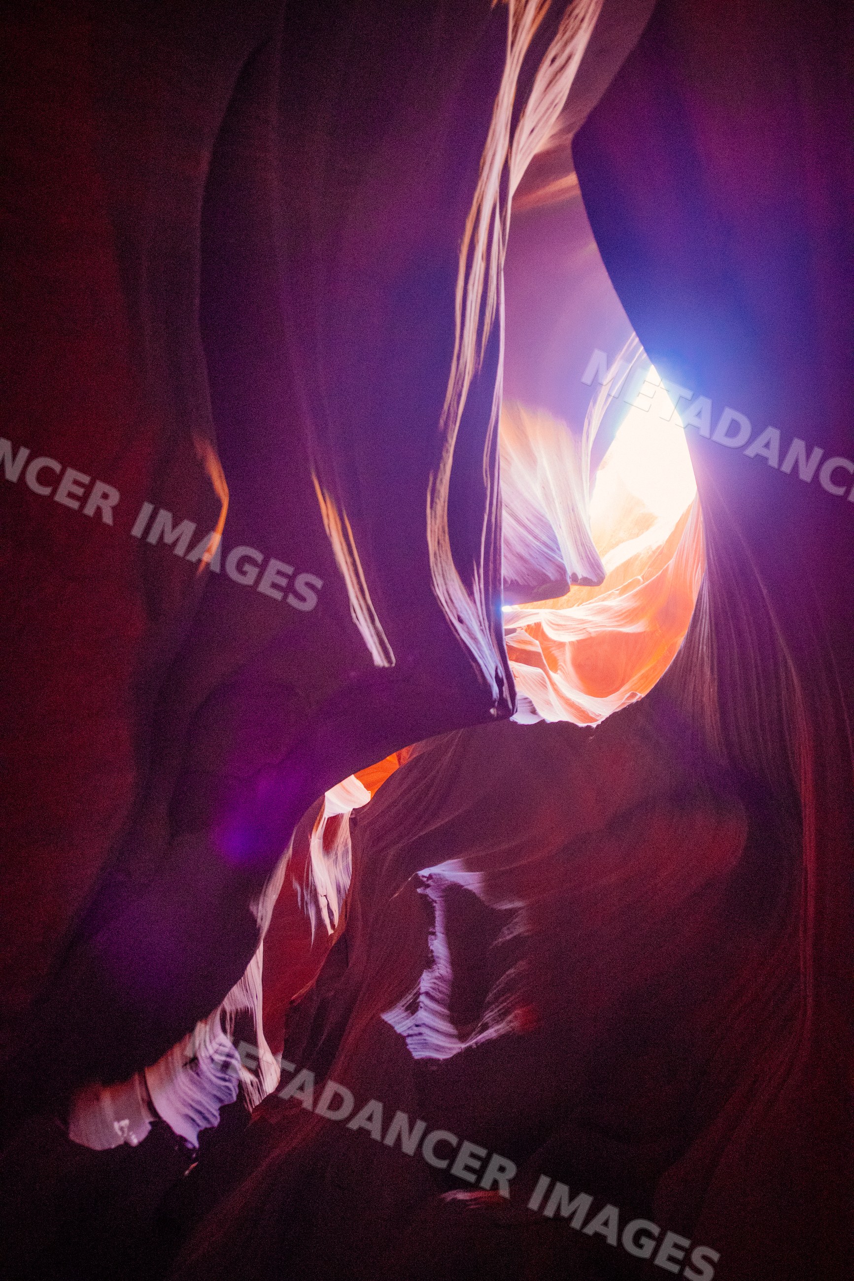 Antelope canyon slot canyon with red sandstone formations in Navajo