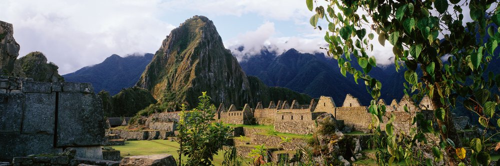 Huayna picchu mountain and machu picchu ruins in peru