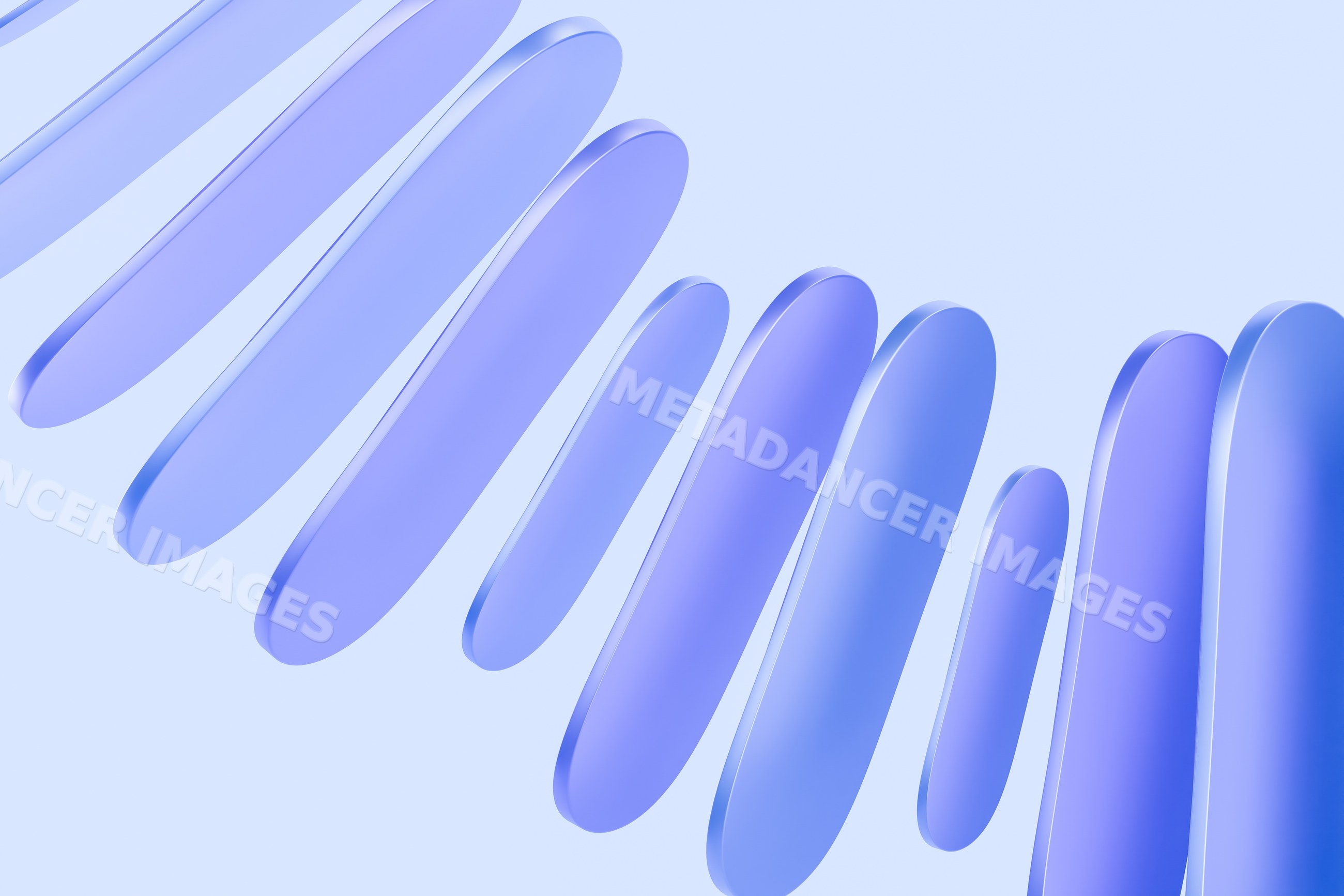 Abstract 3d digital render of smooth blue shapes on light background