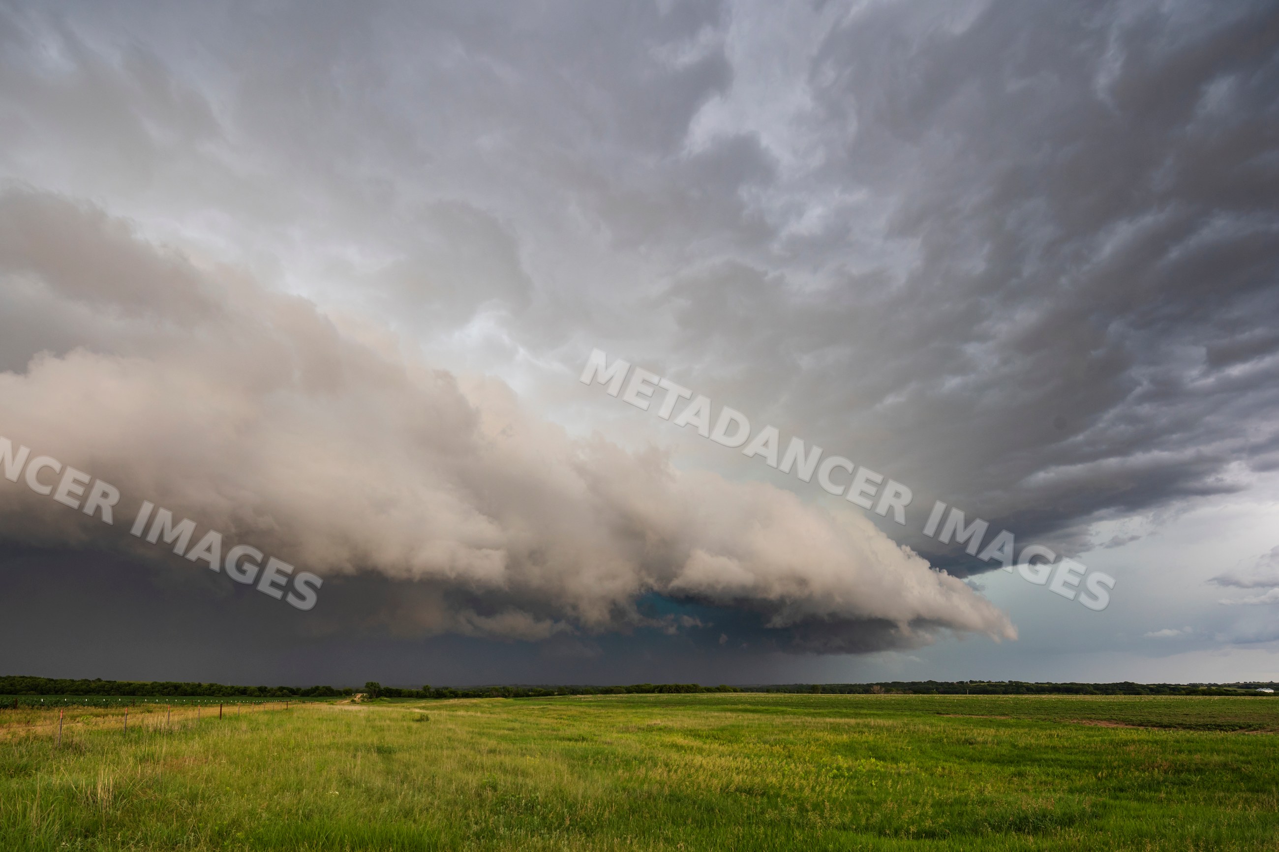 Supercell storm forming over field in waterville kansas USA