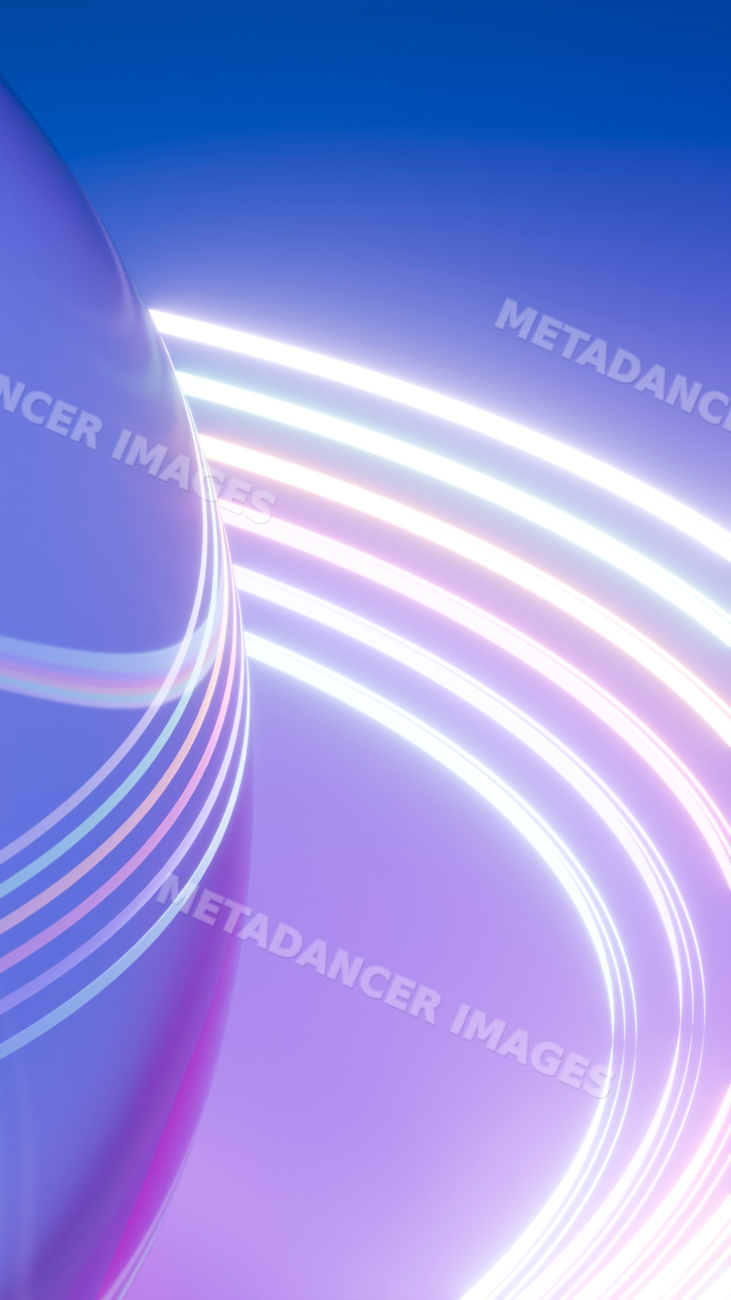 Glowing neon abstract waves on purple and blue gradient background