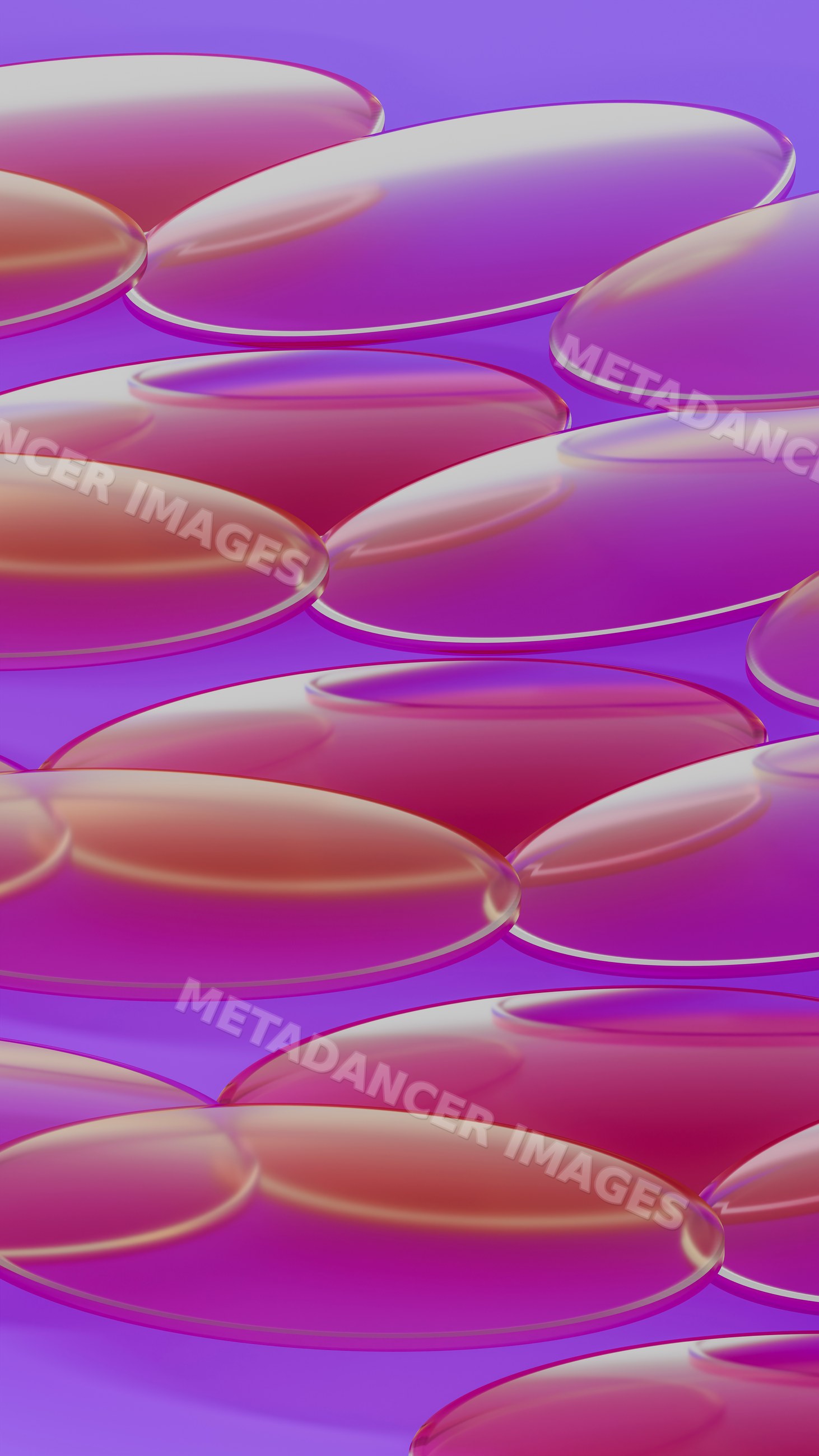 Glossy transparent capsules against a purple background illustration