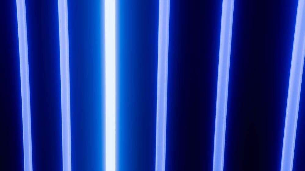 Blue vertical glowing light lines