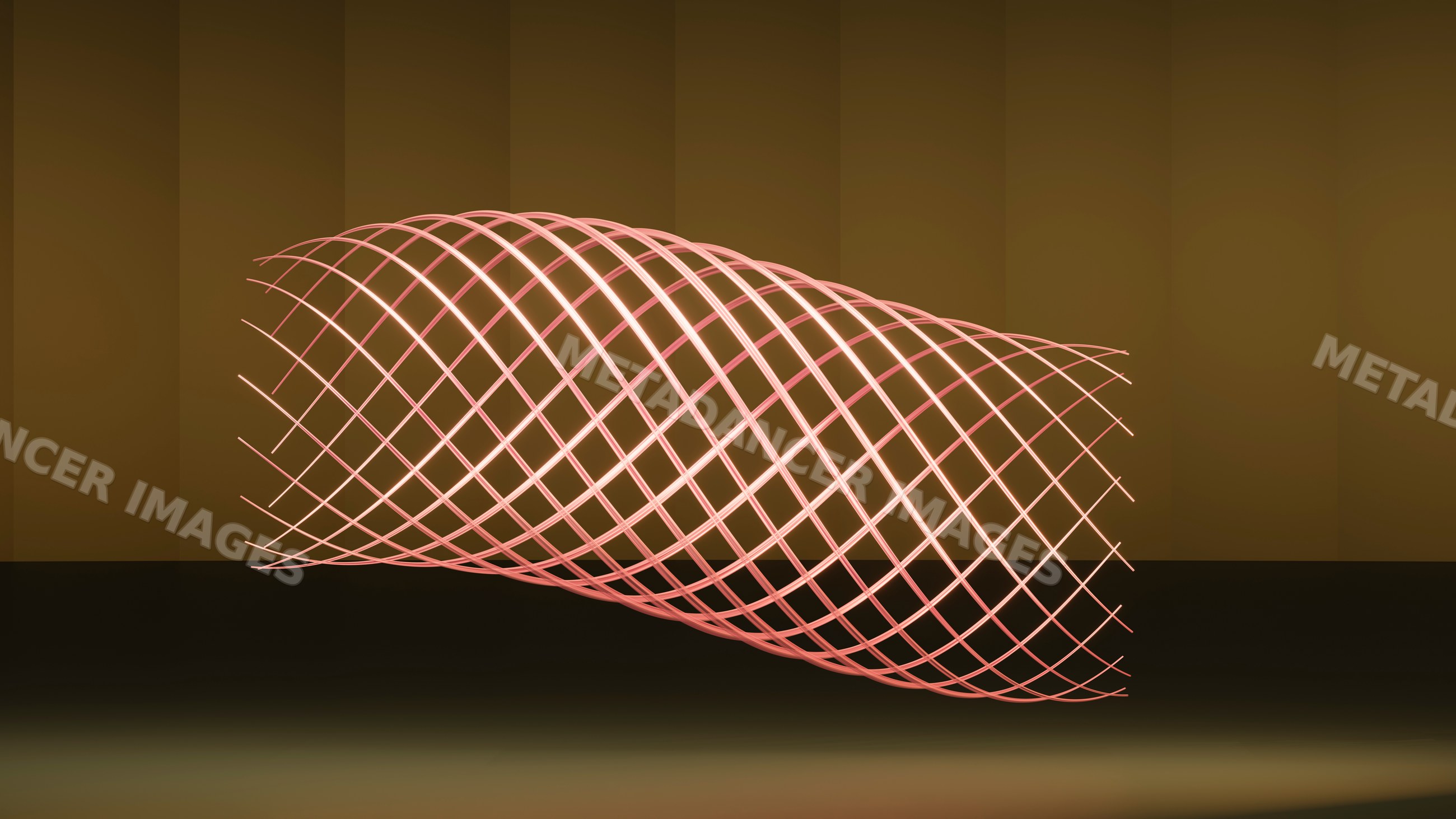 Abstract 3d pink wireframe tube twisting on brown background