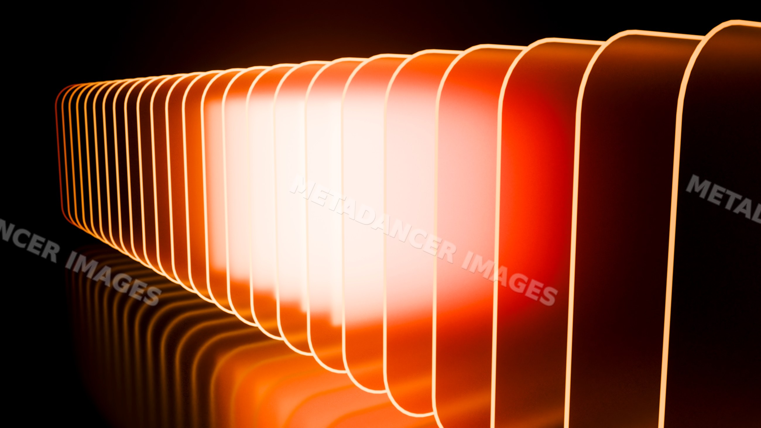 Abstract glowing orange rounded rectangles with reflection