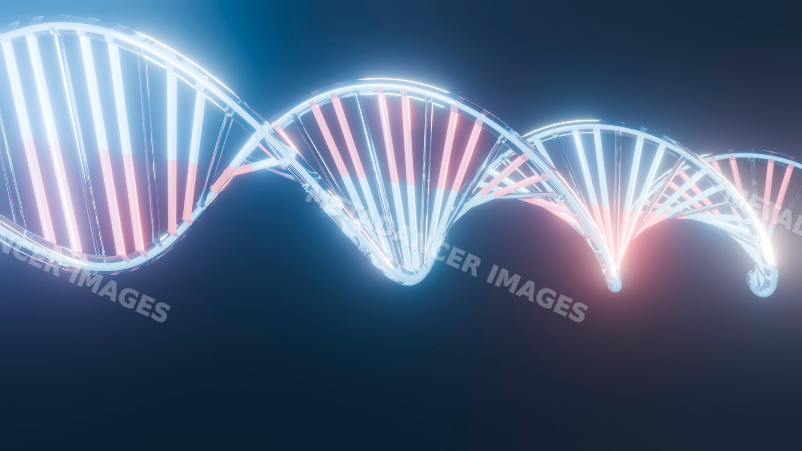 Glowing dna double helix strand 3d science illustration