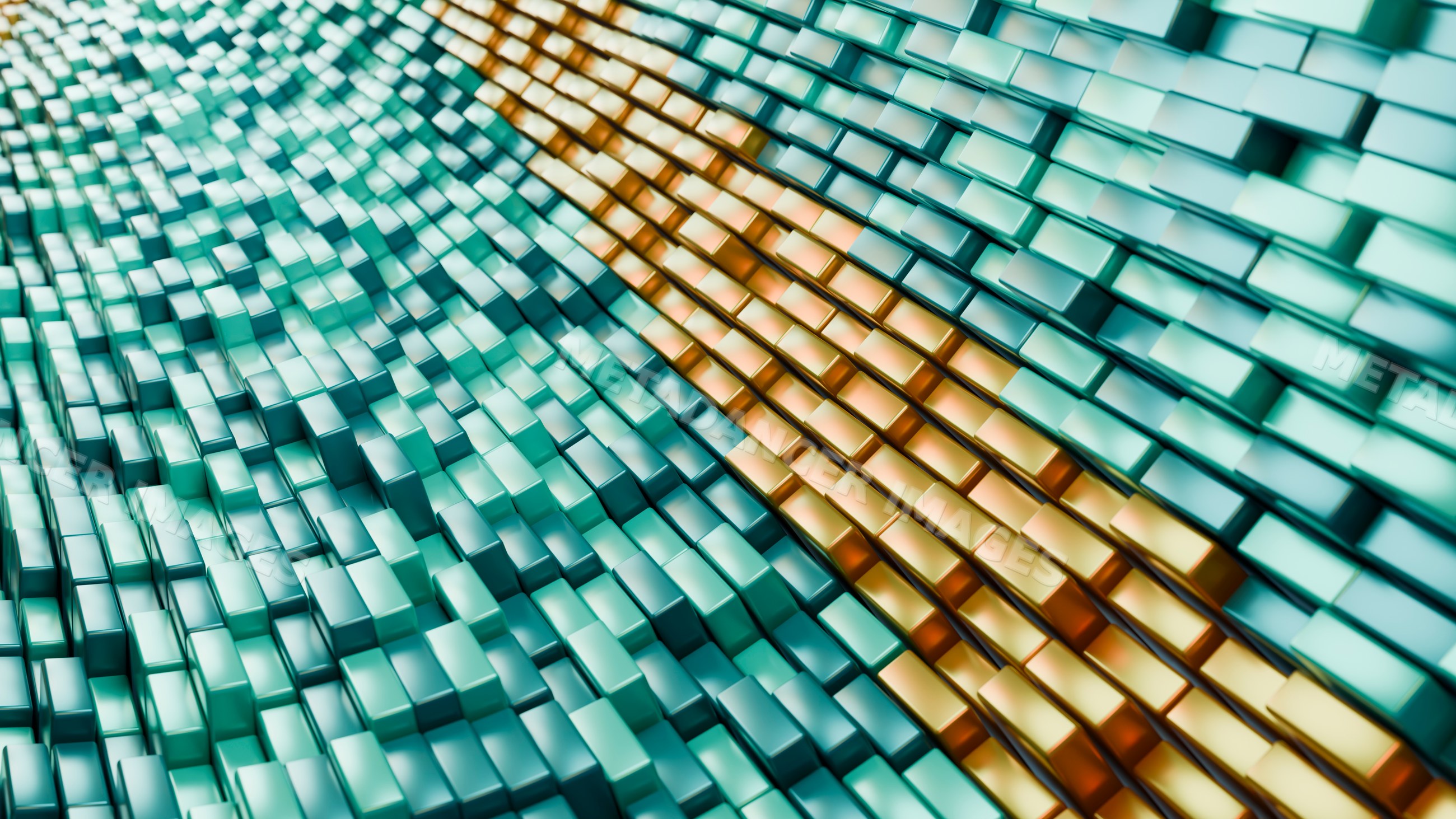 Abstract 3d illustration of blue and orange block pattern