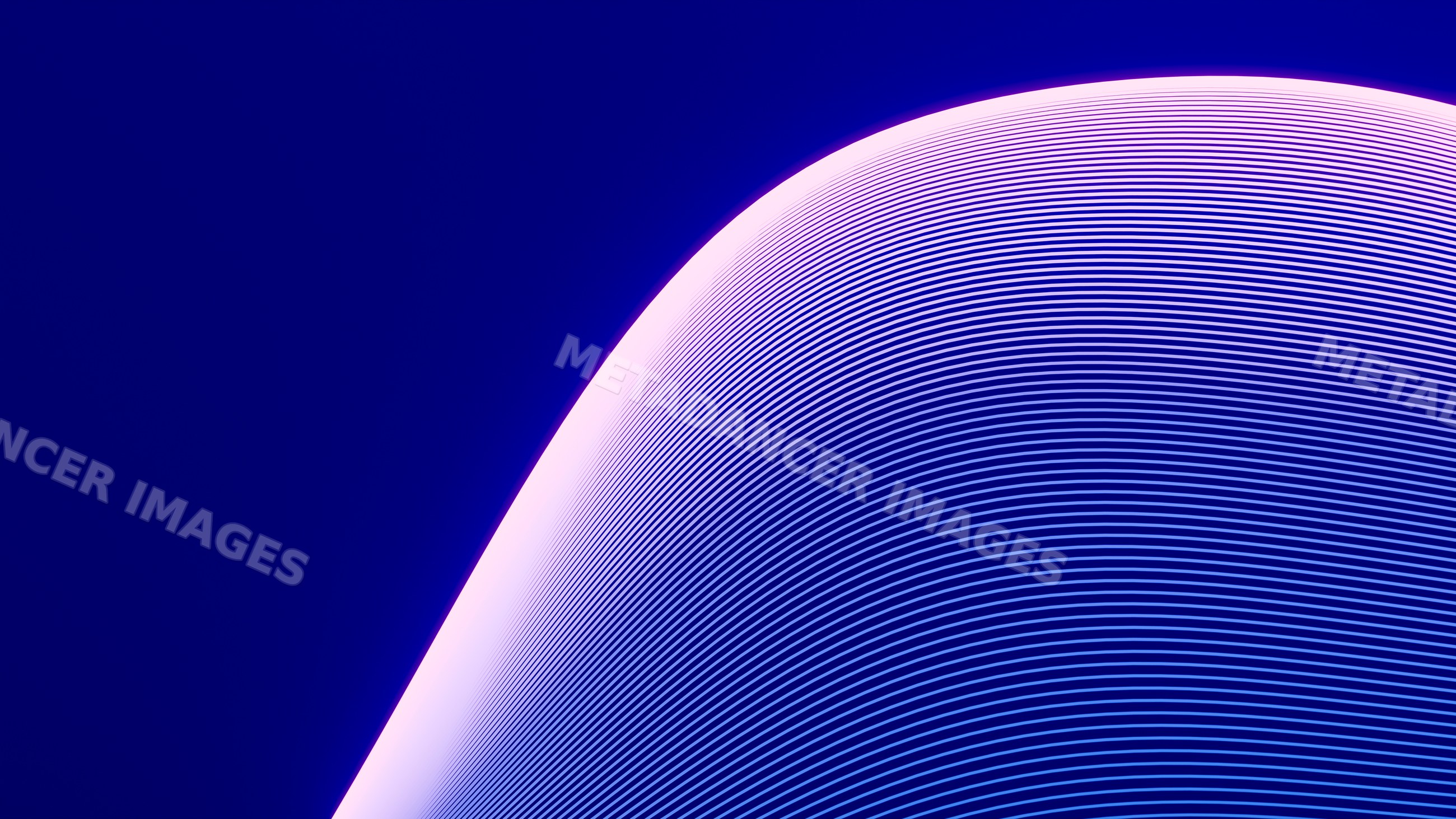 Abstract digital illustration of curved white lines on blue background