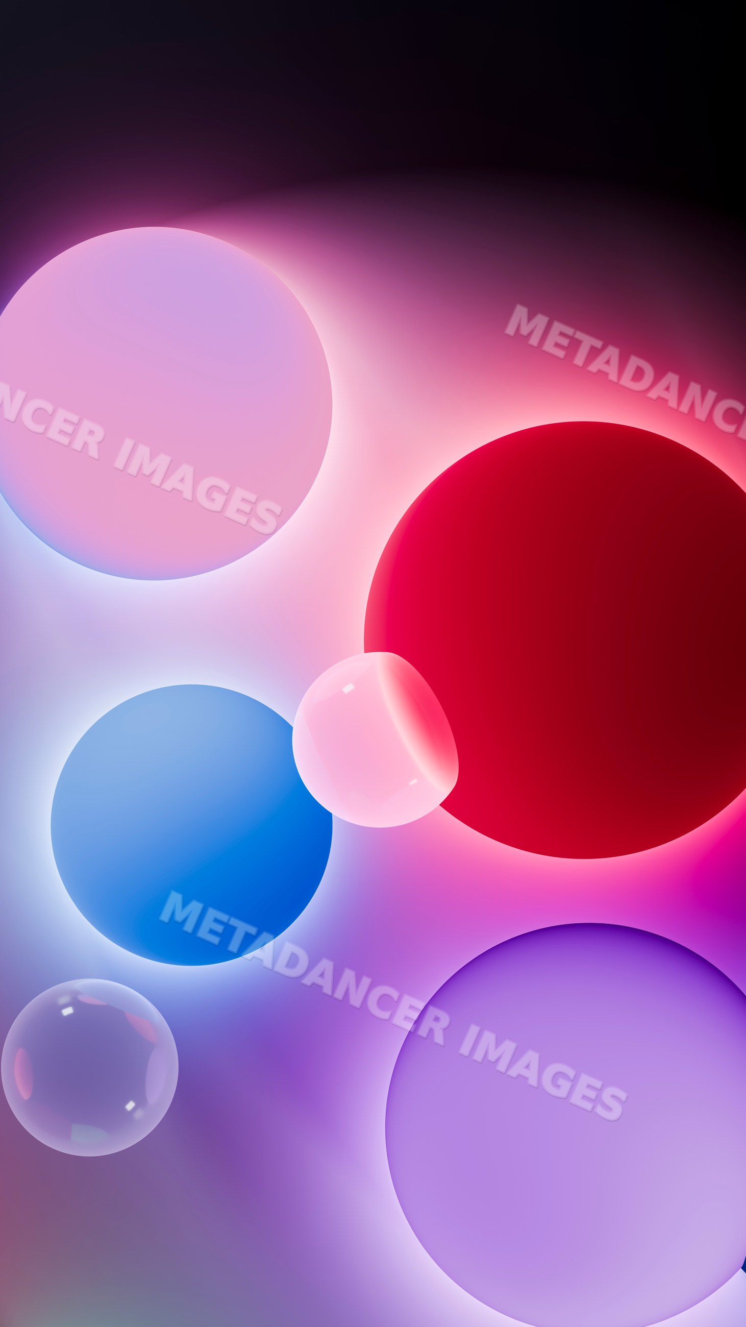 Glowing colorful spheres floating in a digital abstract background