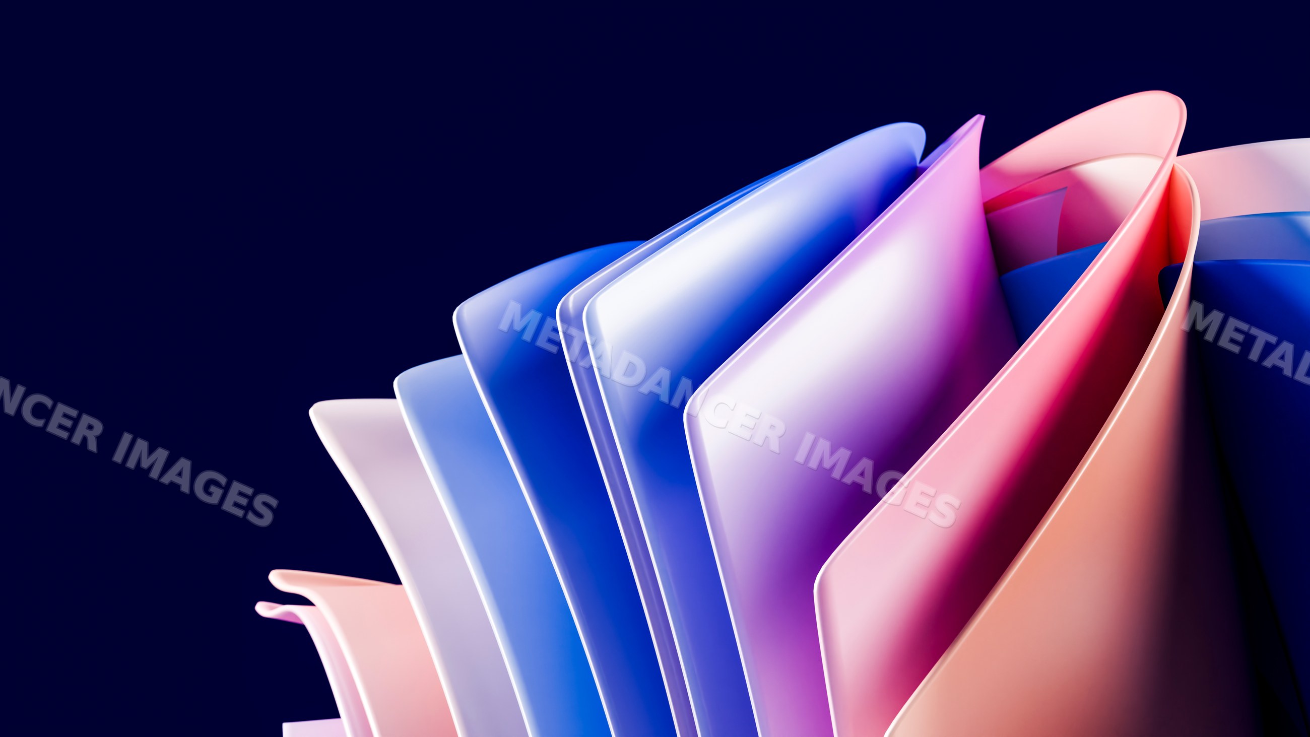 Abstract curved shapes in colorful digital illustration