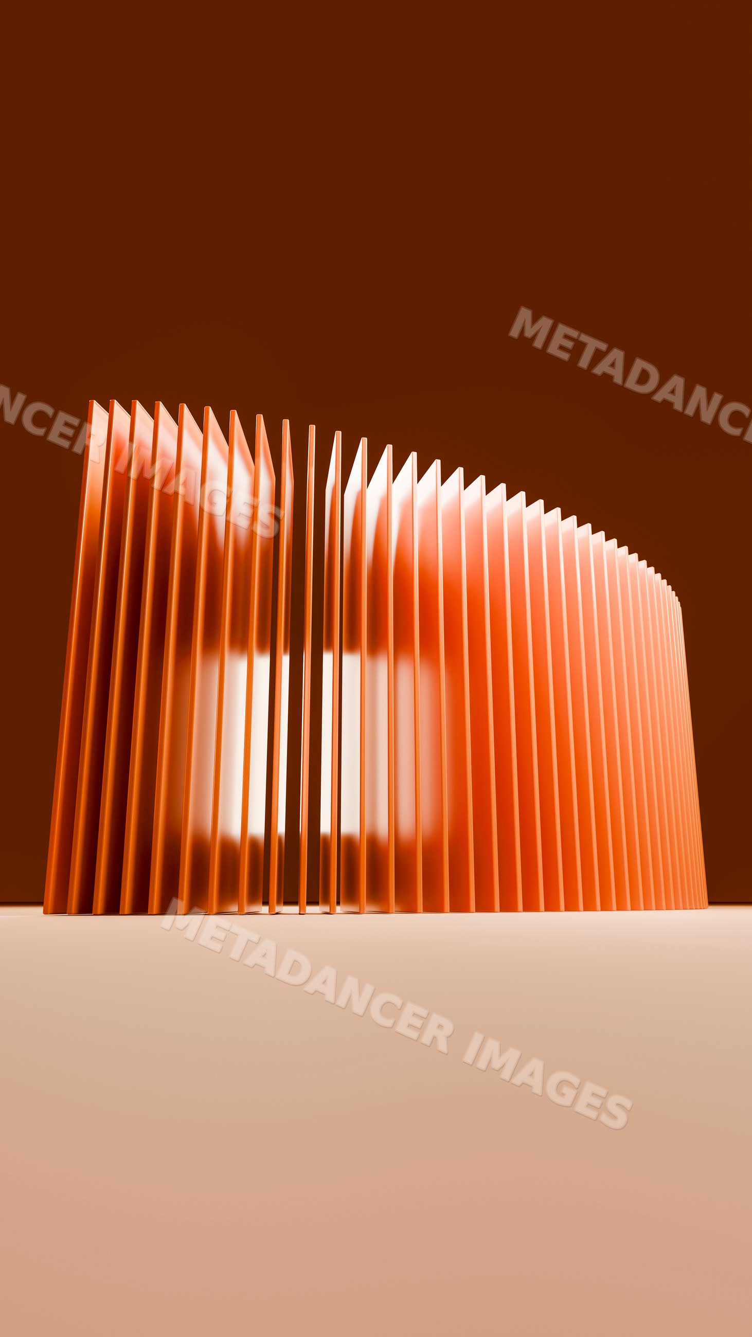 Orange curved panels forming abstract modern sculpture