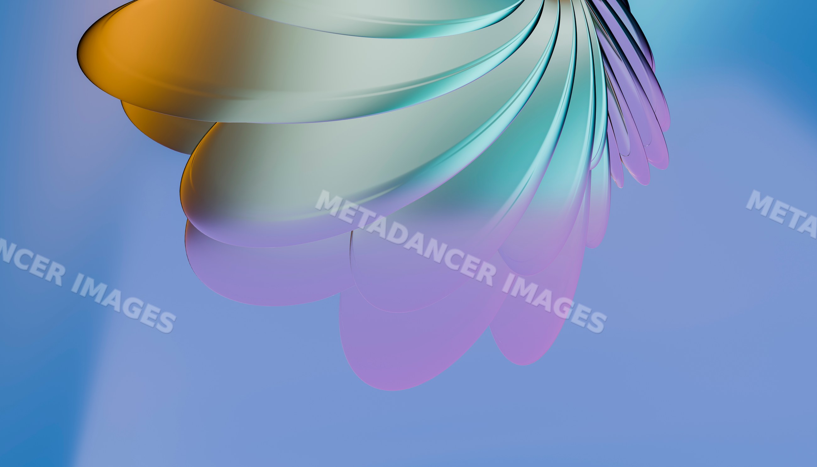 Abstract 3d colorful spiral shape on a smooth blue background