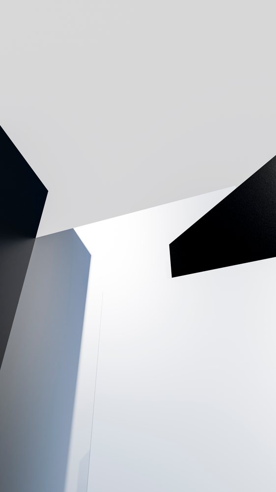 Minimalist modern building with geometric shapes and contrasting walls